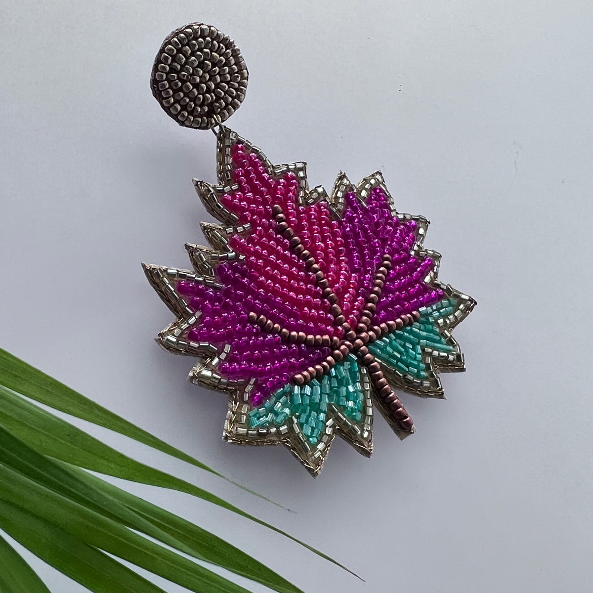 MAPLE POP FABRIC AND BEADS HANDMADE EARRING ER497