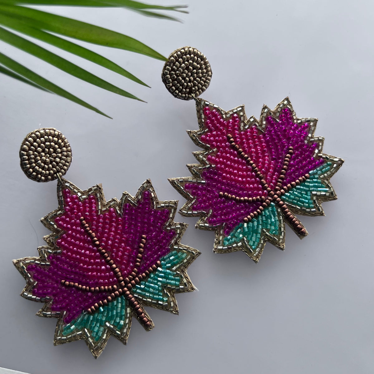 MAPLE POP FABRIC AND BEADS HANDMADE EARRING ER497