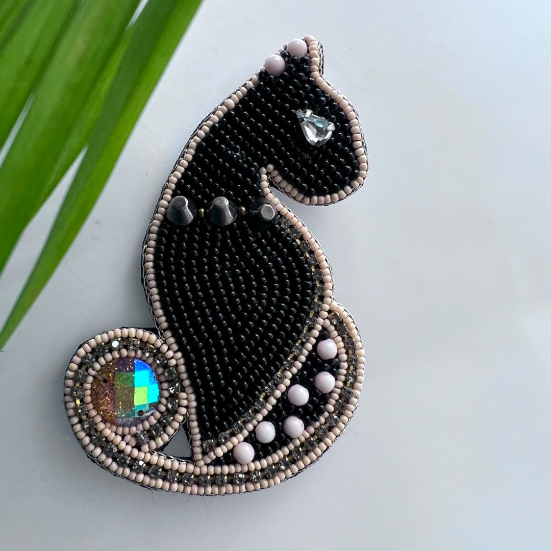 COPY CAT FABRIC AND BEADS HANDMADE EARRING ER499