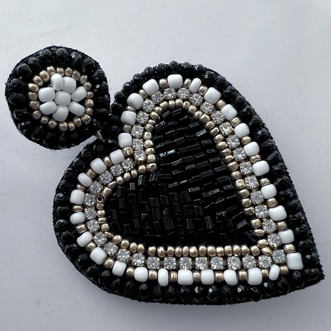 LOVELY HEART FABRIC AND BEADS HANDMADE EARRING ER502