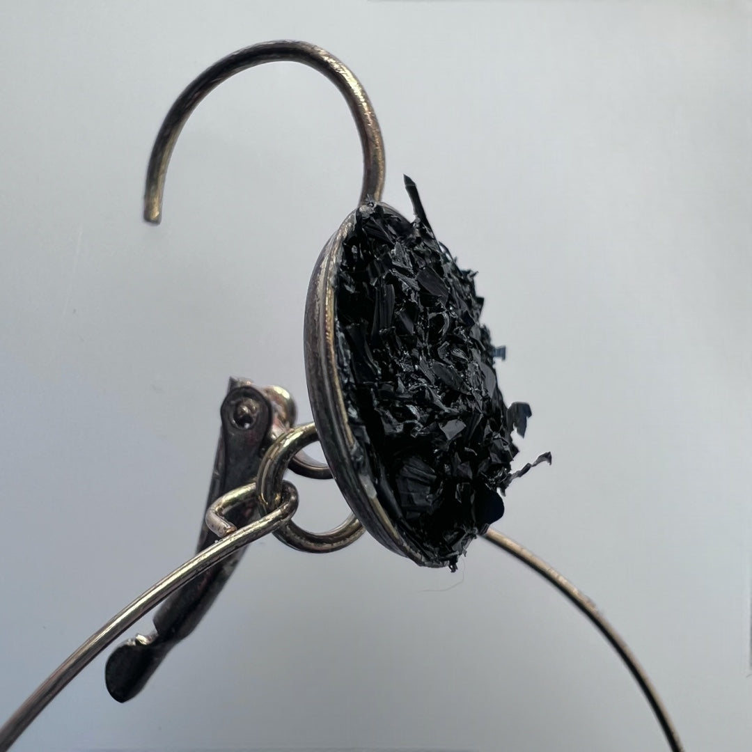 STRAW LOOPY FLORAL FABRIC AND BEADS HANDMADE EARRING ER510