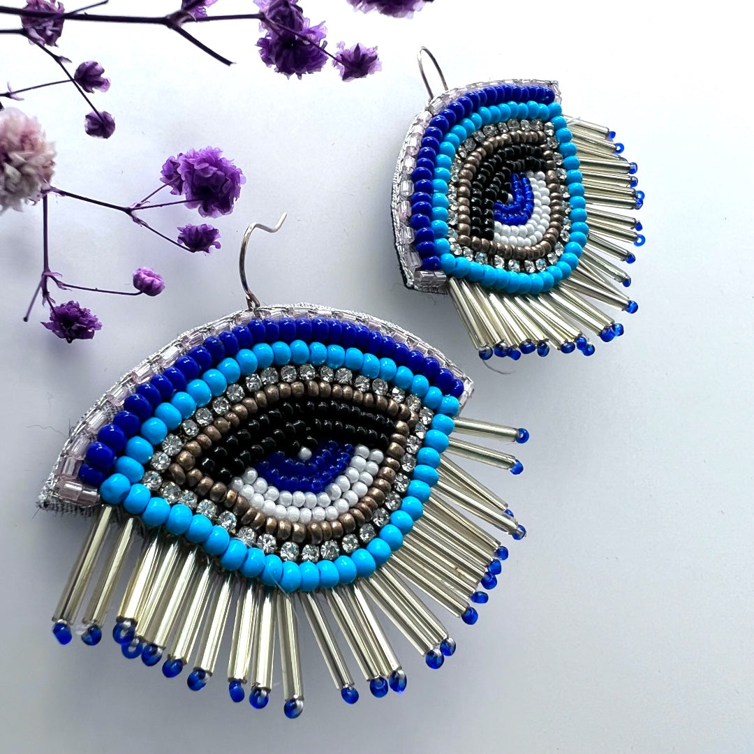 LUCKY CHARM FABRIC AND BEADS HANDMADE EARRING ER507