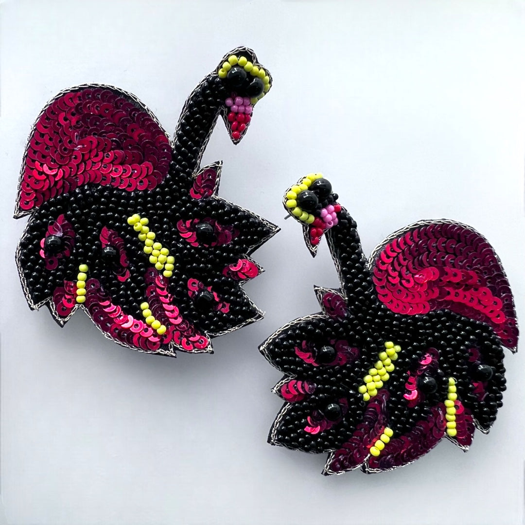 AUTRUCHE FABRIC BEADS AND CHUMKEYS HANDMADE EARRING ER509