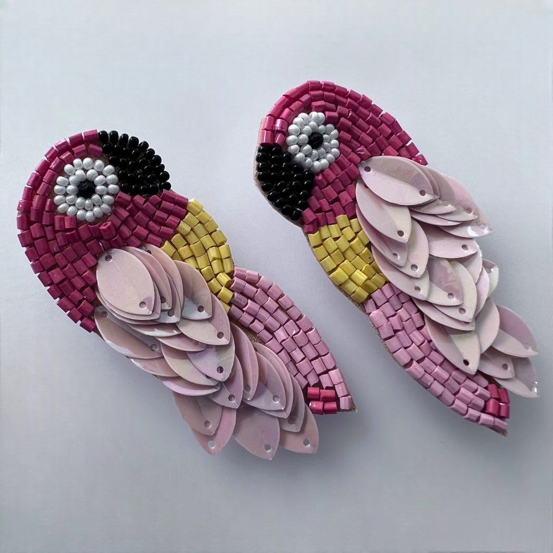 PERROQUET FABRIC AND BEADS HANDMADE EARRING ER480