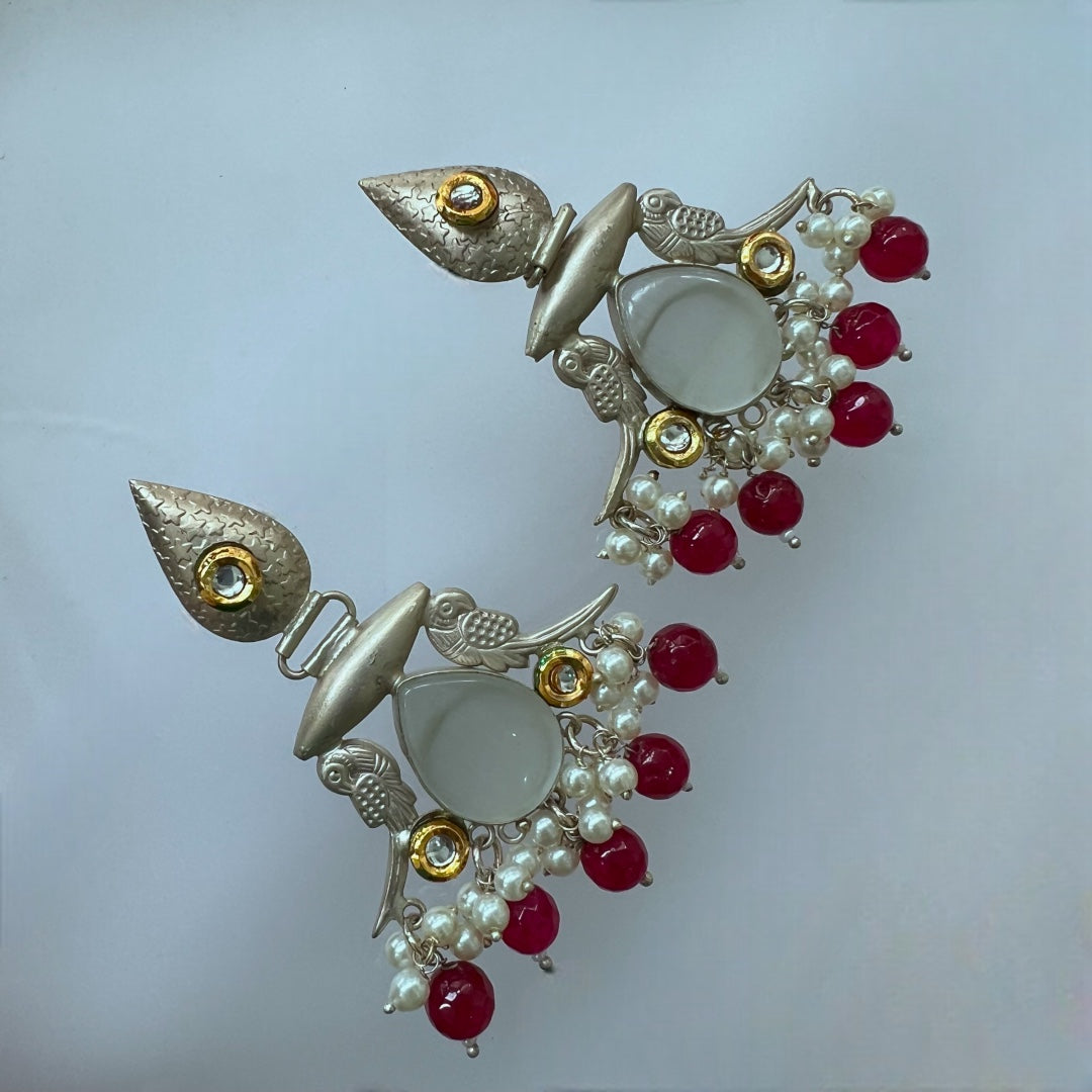 ALINOIR SILVER LOOK ALIKE SEMI-HANDMADE EARRINGS ER216