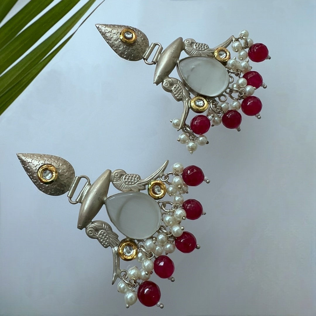 ALINOIR SILVER LOOK ALIKE SEMI-HANDMADE EARRINGS ER216