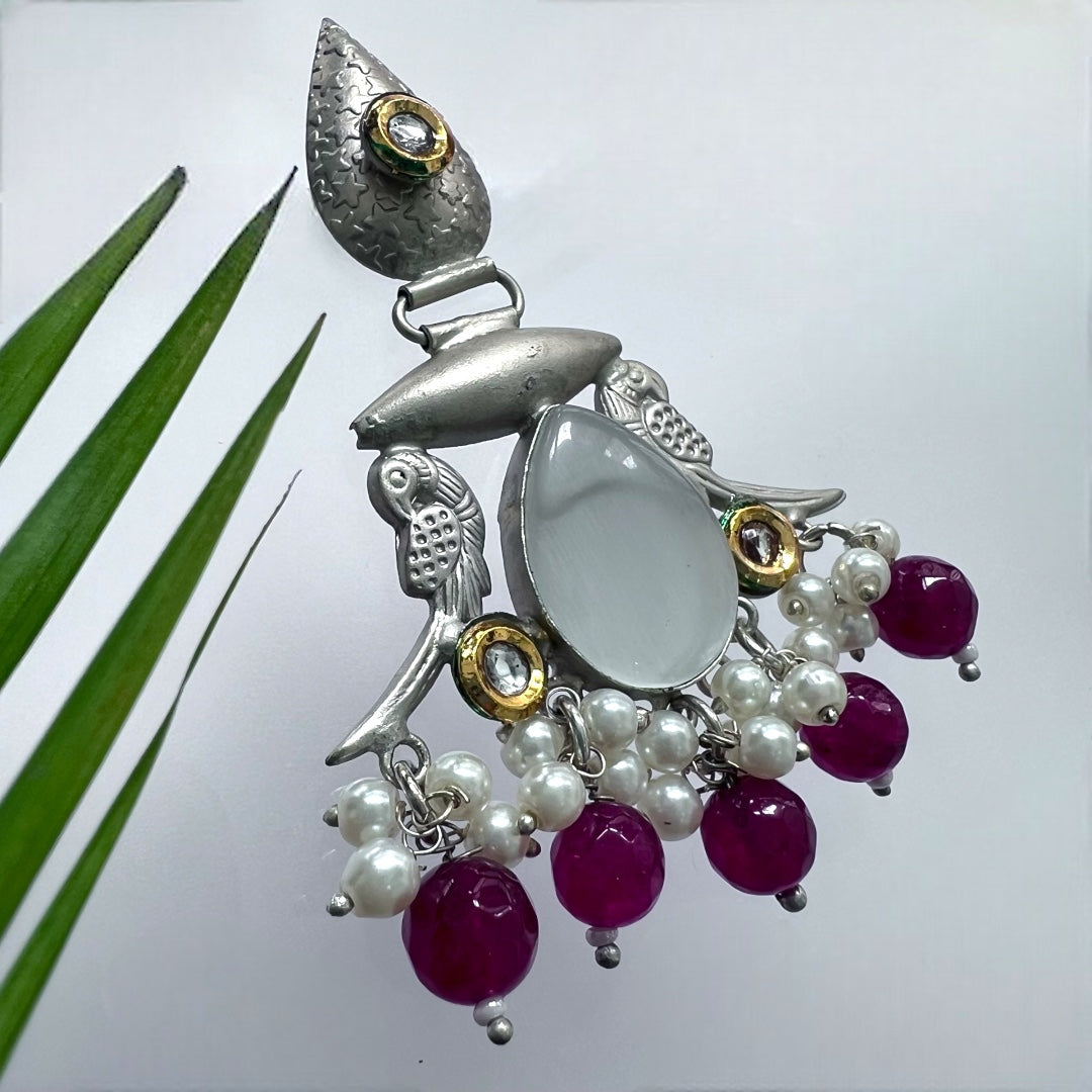 ALINOIR SILVER LOOK ALIKE SEMI-HANDMADE EARRINGS ER216