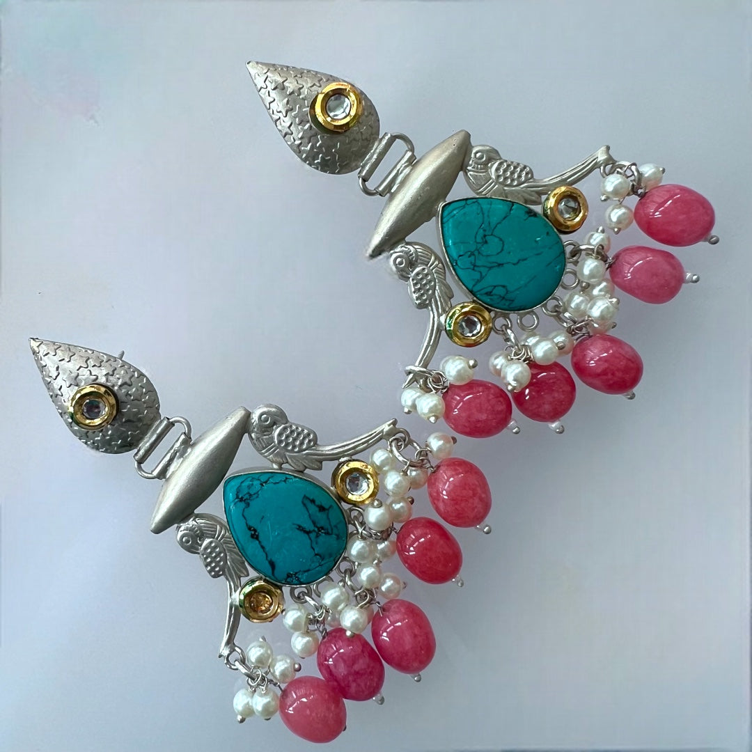 ALINOIR SILVER LOOK ALIKE SEMI-HANDMADE EARRINGS ER216