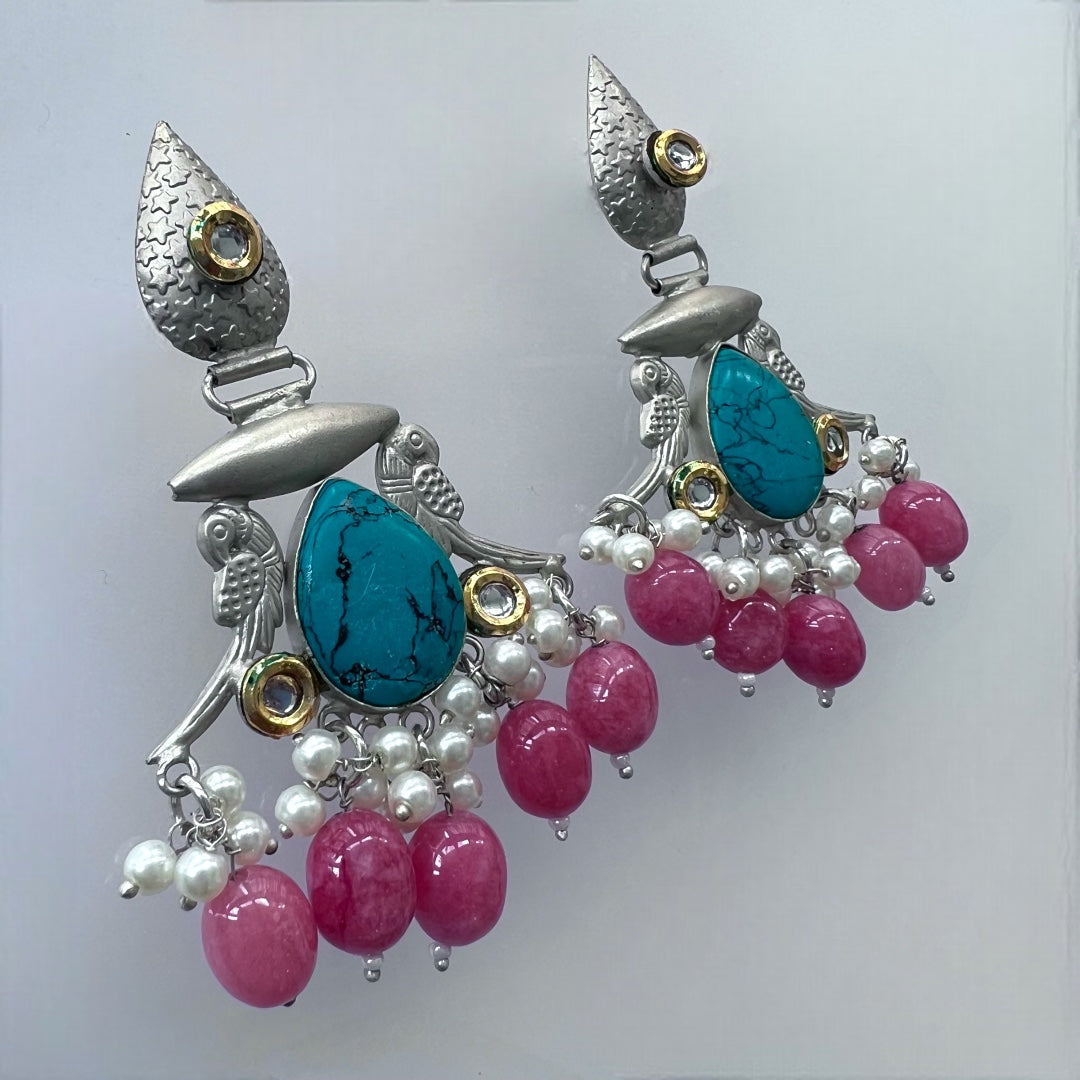 ALINOIR SILVER LOOK ALIKE SEMI-HANDMADE EARRINGS ER216