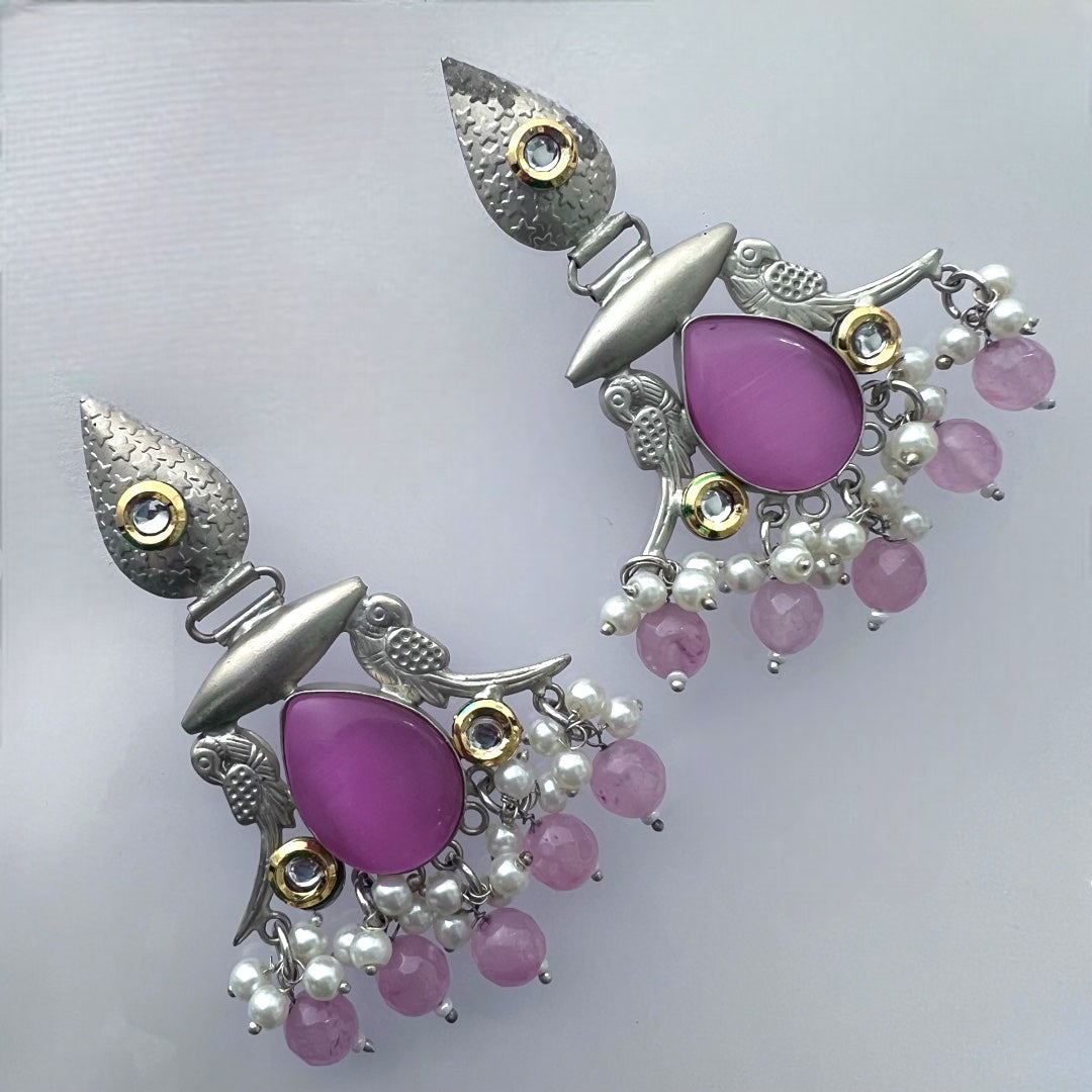 ALINOIR SILVER LOOK ALIKE SEMI-HANDMADE EARRINGS ER216