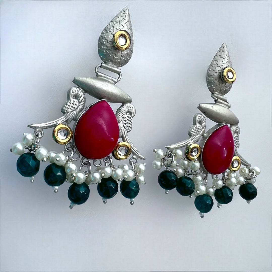 ALINOIR SILVER LOOK ALIKE SEMI-HANDMADE EARRINGS ER216