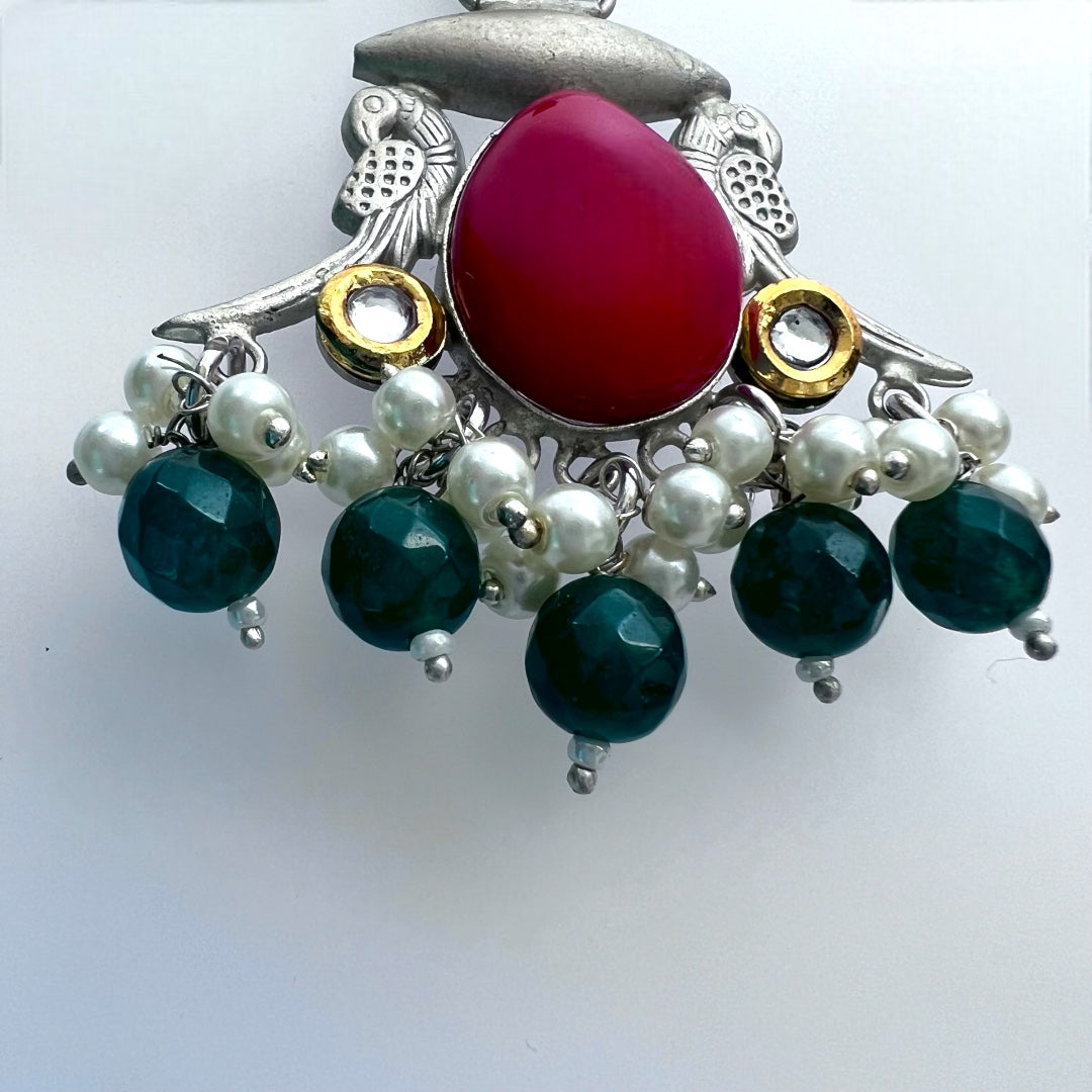 ALINOIR SILVER LOOK ALIKE SEMI-HANDMADE EARRINGS ER216