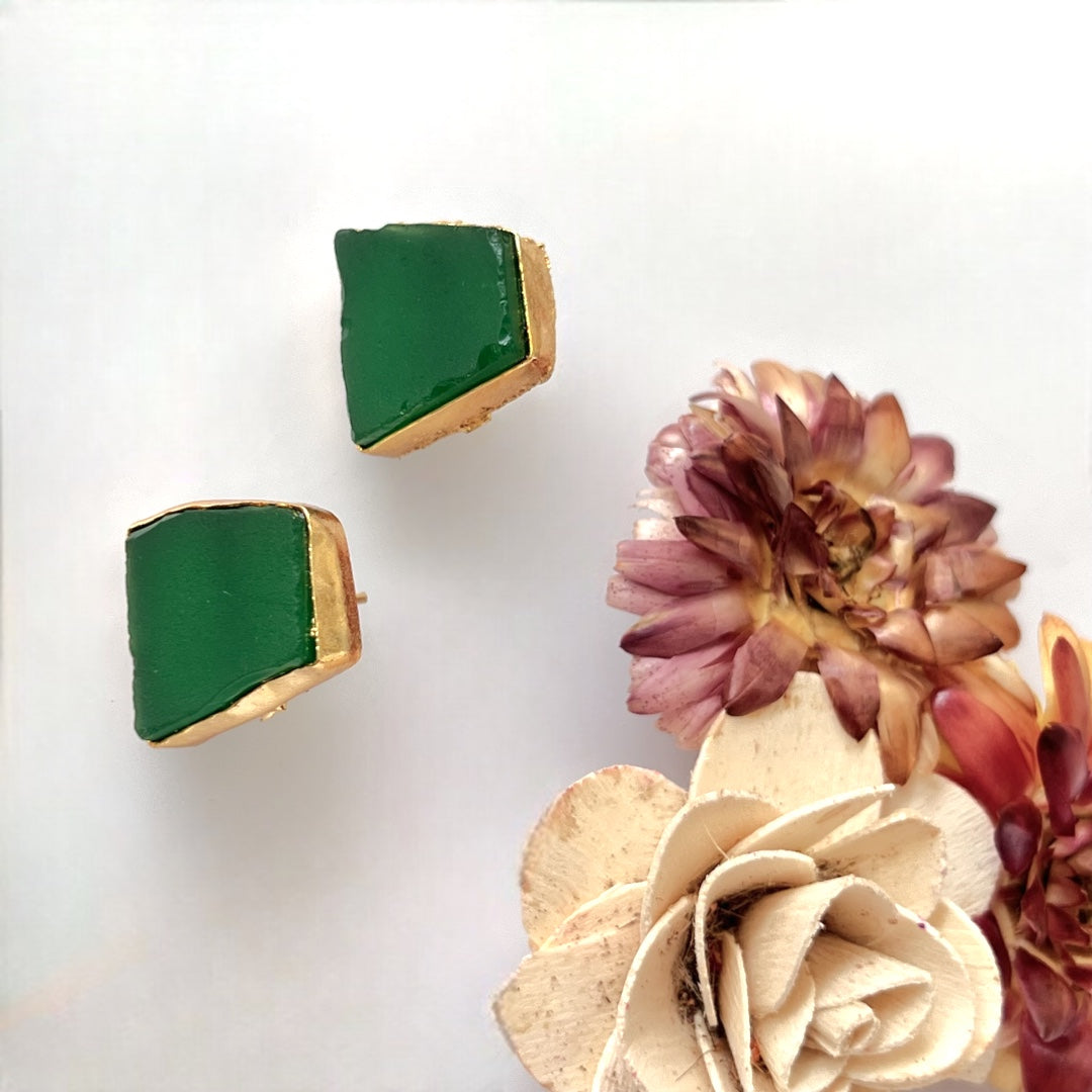 AVA 9 STONE SET HANDMADE HAND HAMMERED RAW STONE NECKPIECE LONG STONE SET WITH EARRING-NL239