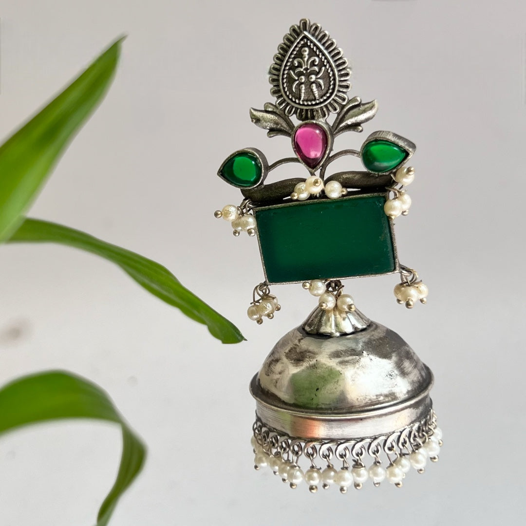 ALIA LIGHT SILVER LOOK ALIKE  HANDMADE JHUMKA ER526
