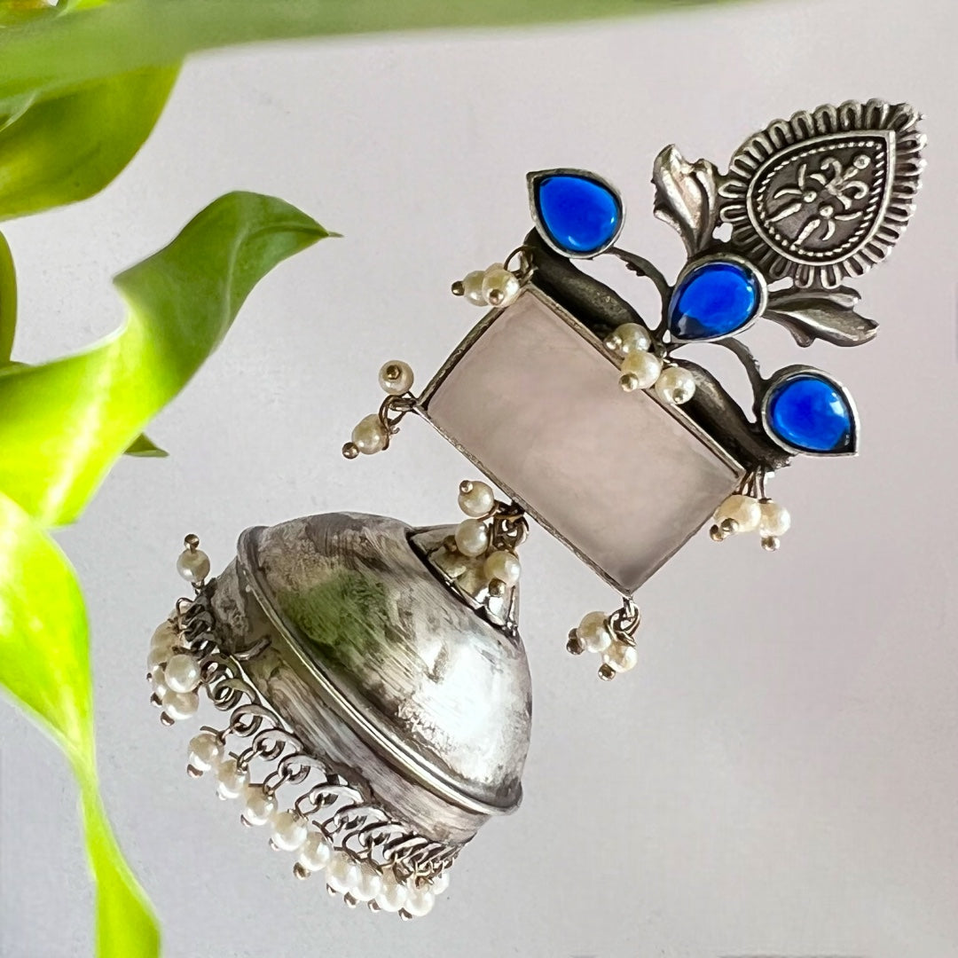 ALIA LIGHT SILVER LOOK ALIKE  HANDMADE JHUMKA ER526
