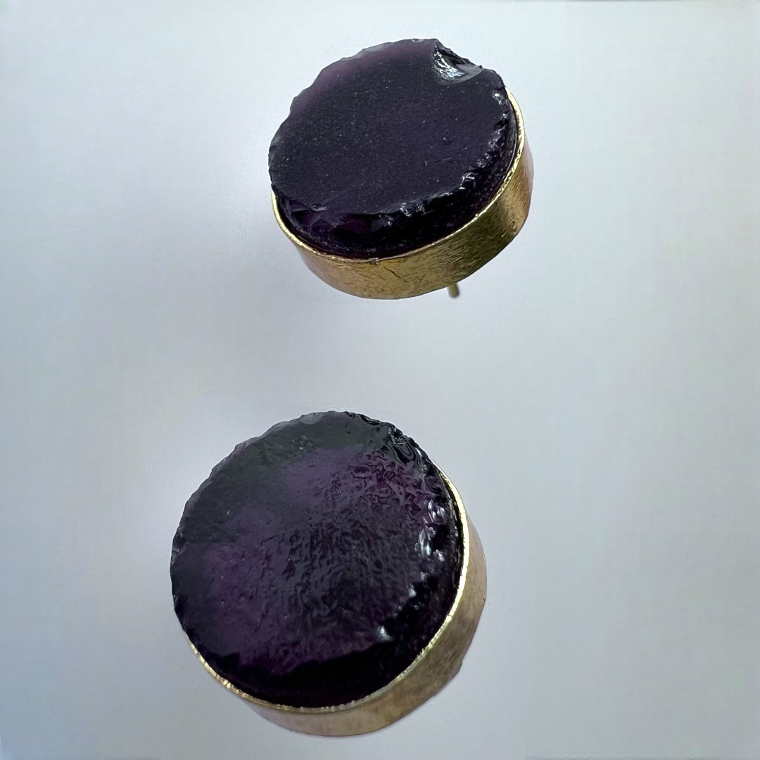 EARTHY ESSENCE RAW STONE NATURAL STONE GOLD TONED STUDS ER220