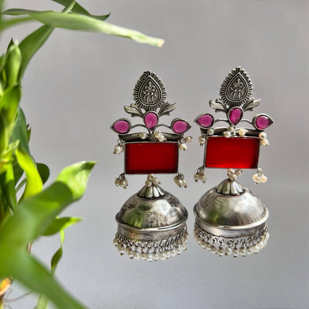ALIA LIGHT SILVER LOOK ALIKE  HANDMADE JHUMKA ER526