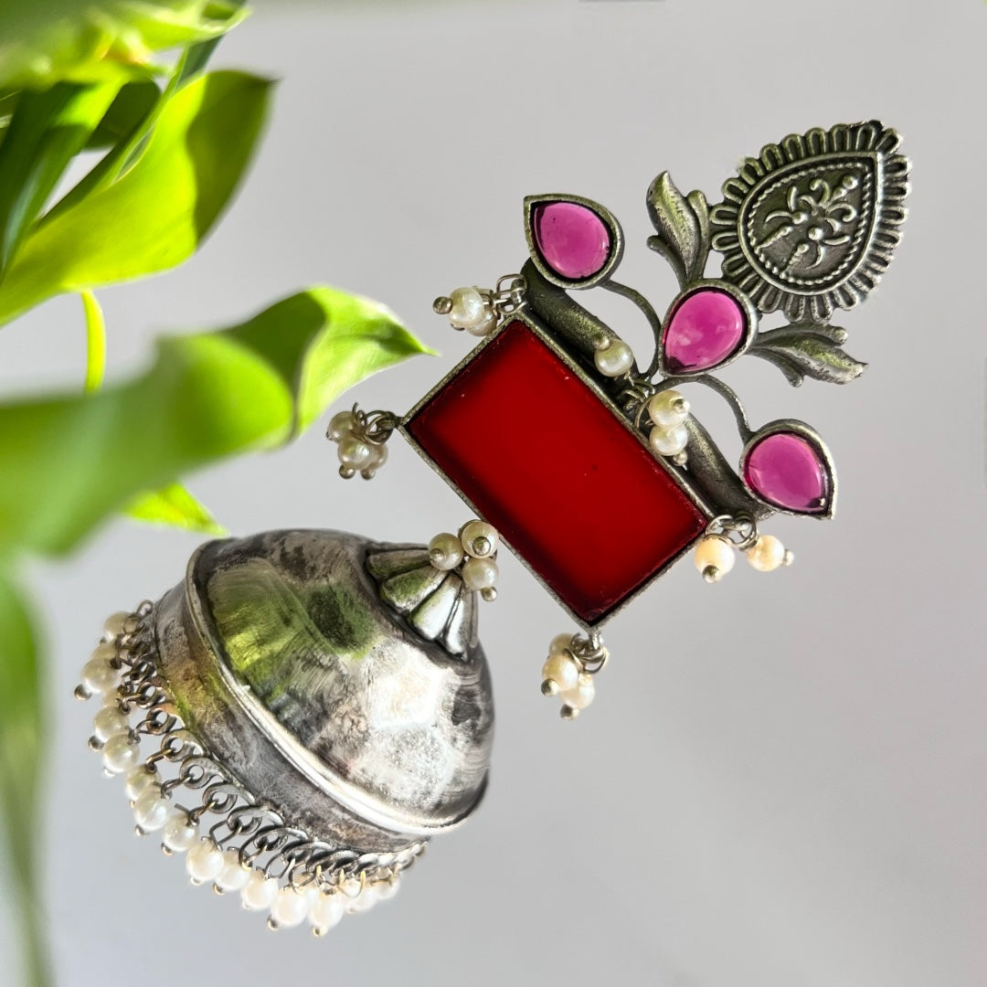 ALIA LIGHT SILVER LOOK ALIKE  HANDMADE JHUMKA ER526