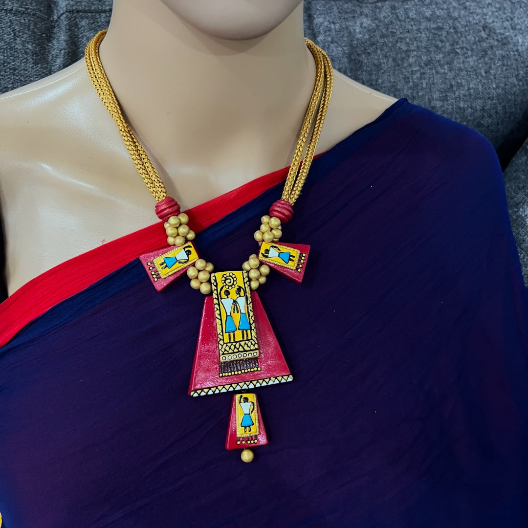 AFRO TRIBAL ART TEROCOTTA  NECKLACE WITH EARRINGS TR20