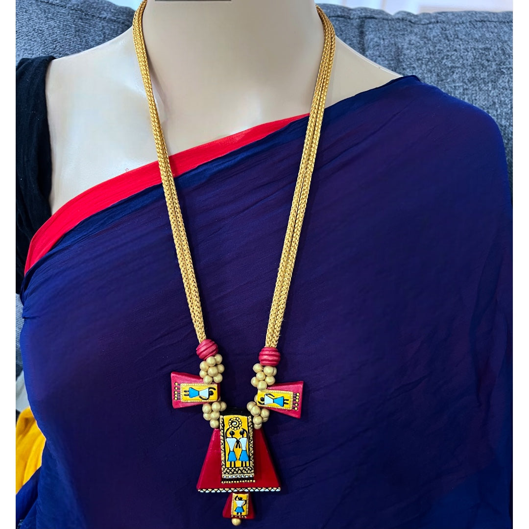 AFRO TRIBAL ART TEROCOTTA  NECKLACE WITH EARRINGS TR20