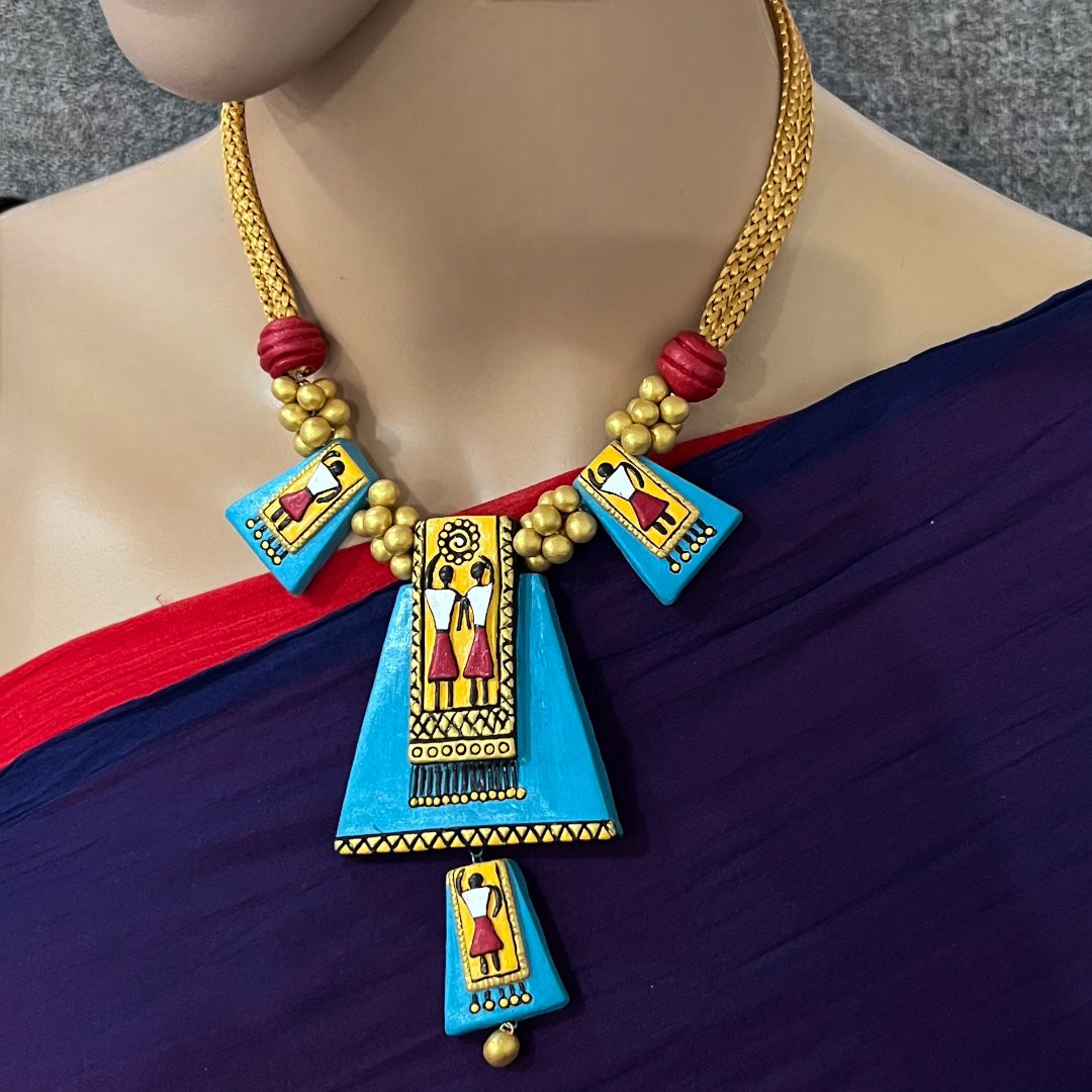 AFRO TRIBAL ART TEROCOTTA  NECKLACE WITH EARRINGS TR20