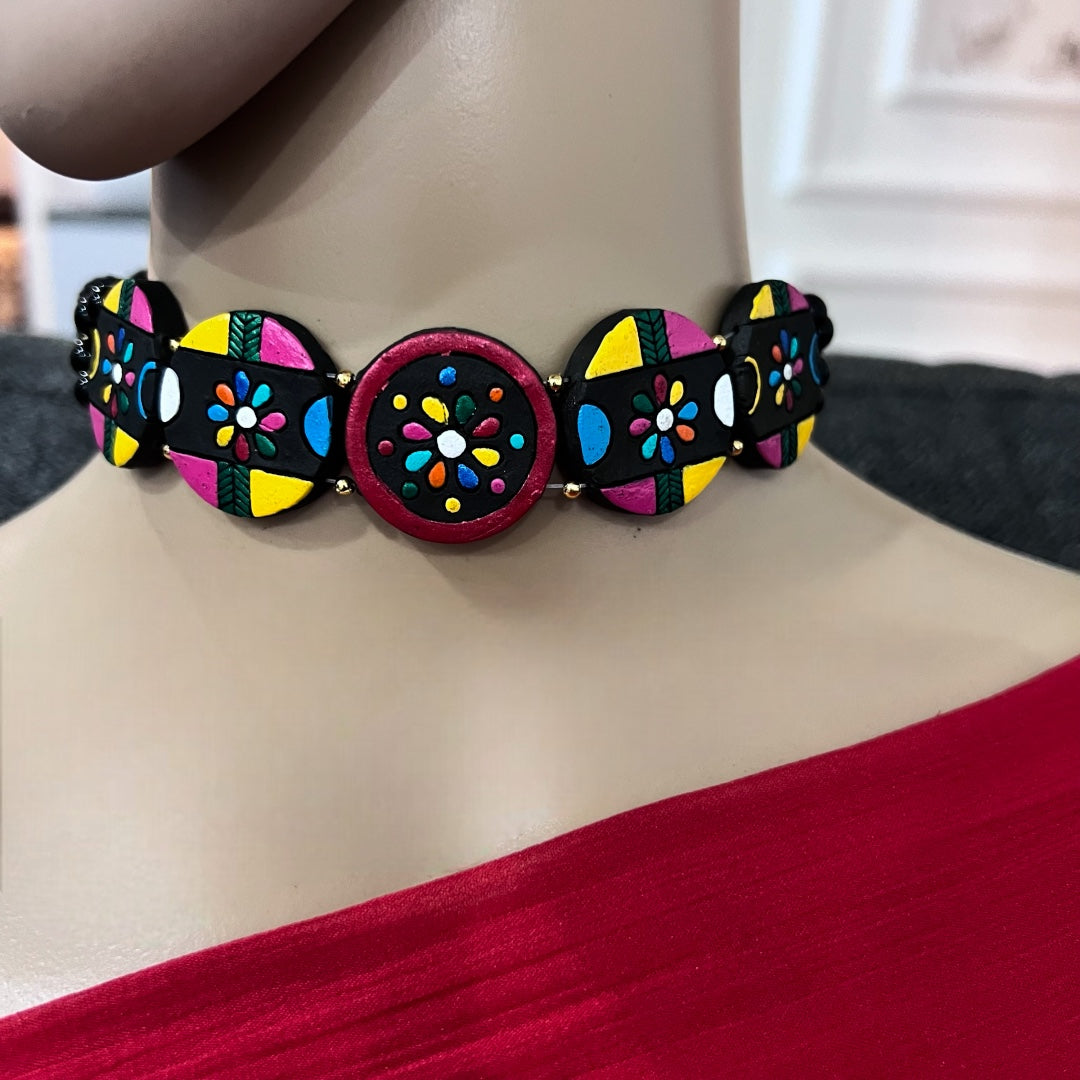 ROSIE ROUND TERRACOTTA NECKLACE WITH EARRING TR23