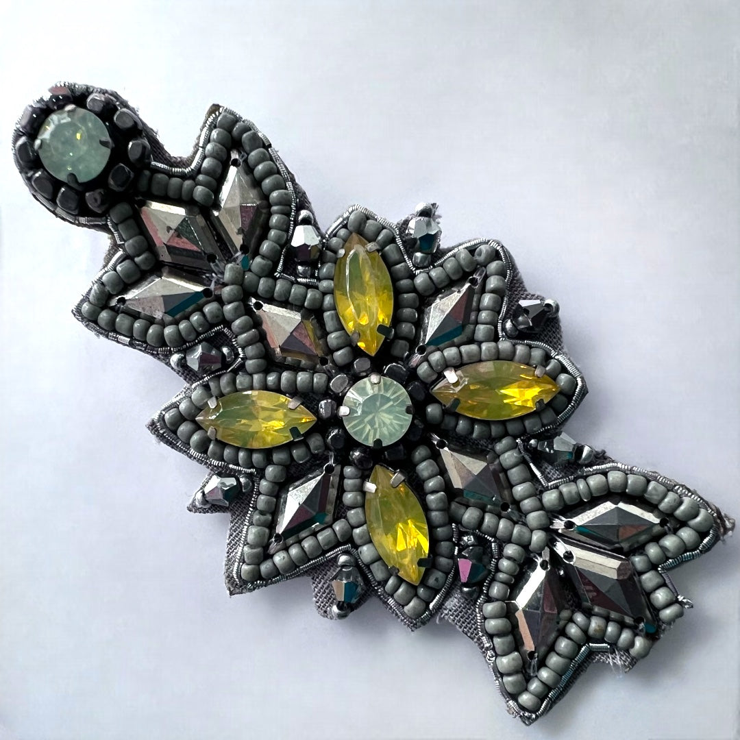 BEAD BLOSSOM FABRIC AND BEADS HANDMADE EARRING ER477