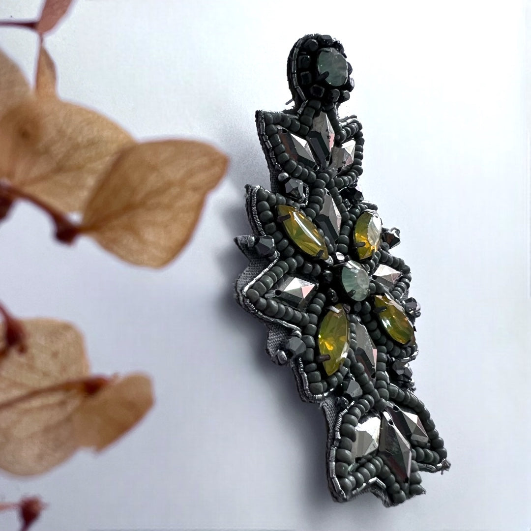 BEAD BLOSSOM FABRIC AND BEADS HANDMADE EARRING ER477