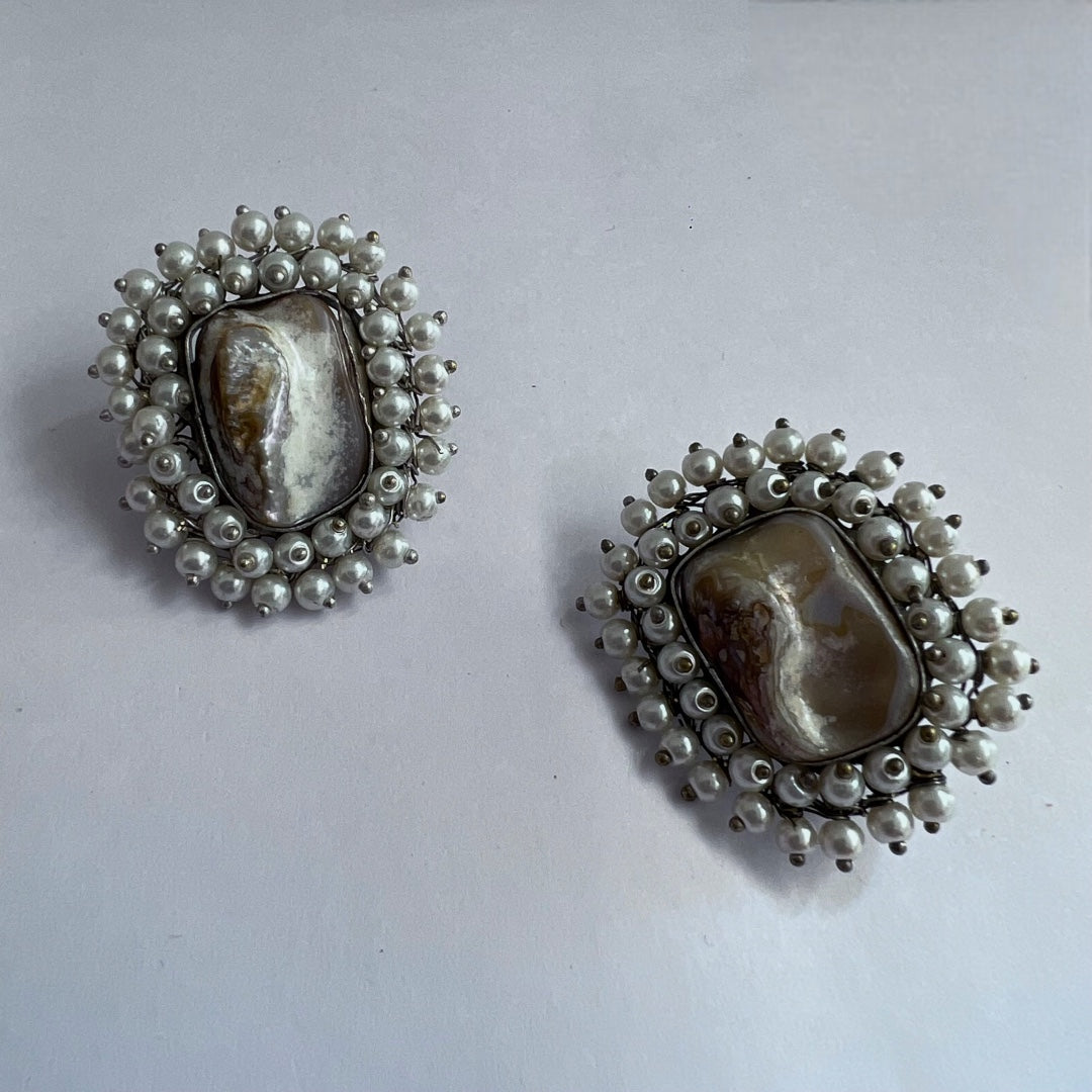 WHIMSY MOTHER OF PEARL HANDMADE STUDS  ER512