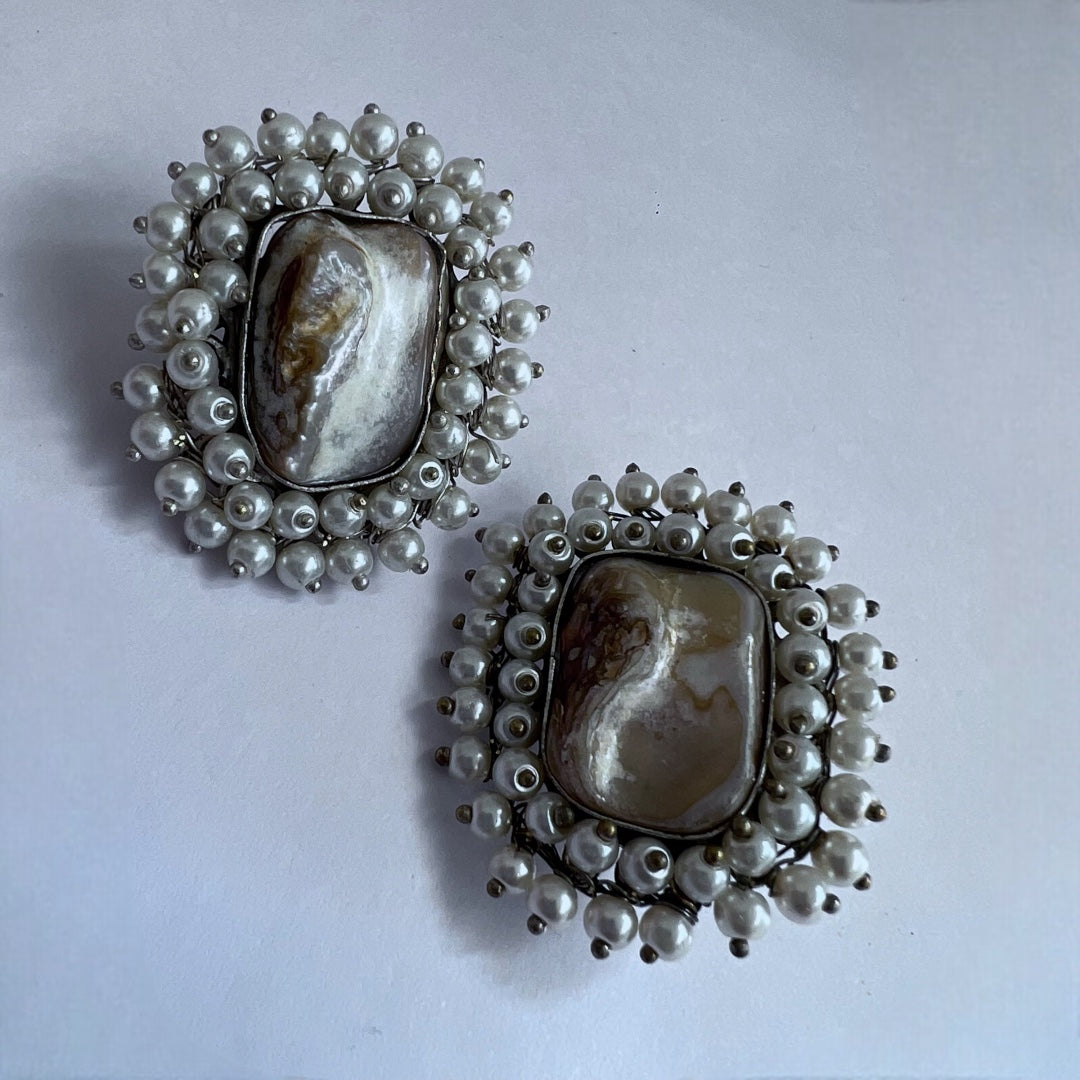WHIMSY MOTHER OF PEARL HANDMADE STUDS  ER512