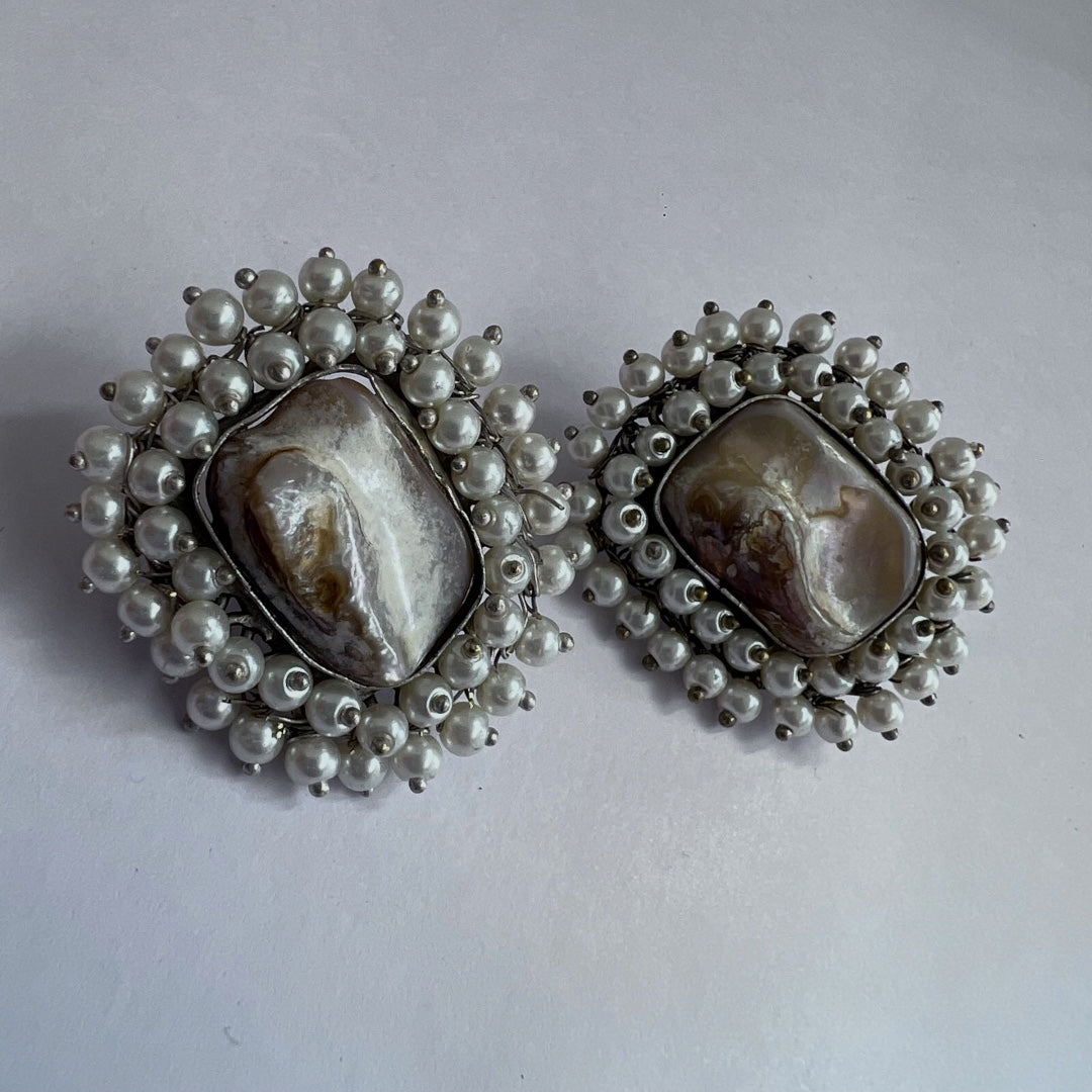 WHIMSY MOTHER OF PEARL HANDMADE STUDS  ER512