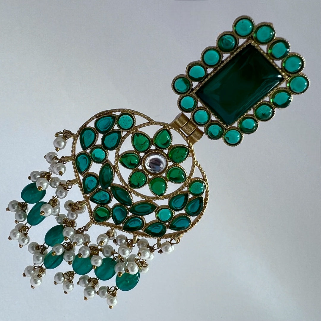 SERAPHINA FLARED BEADED BLUE STONE DANGLERS -SEMI HANDMADE-ER100