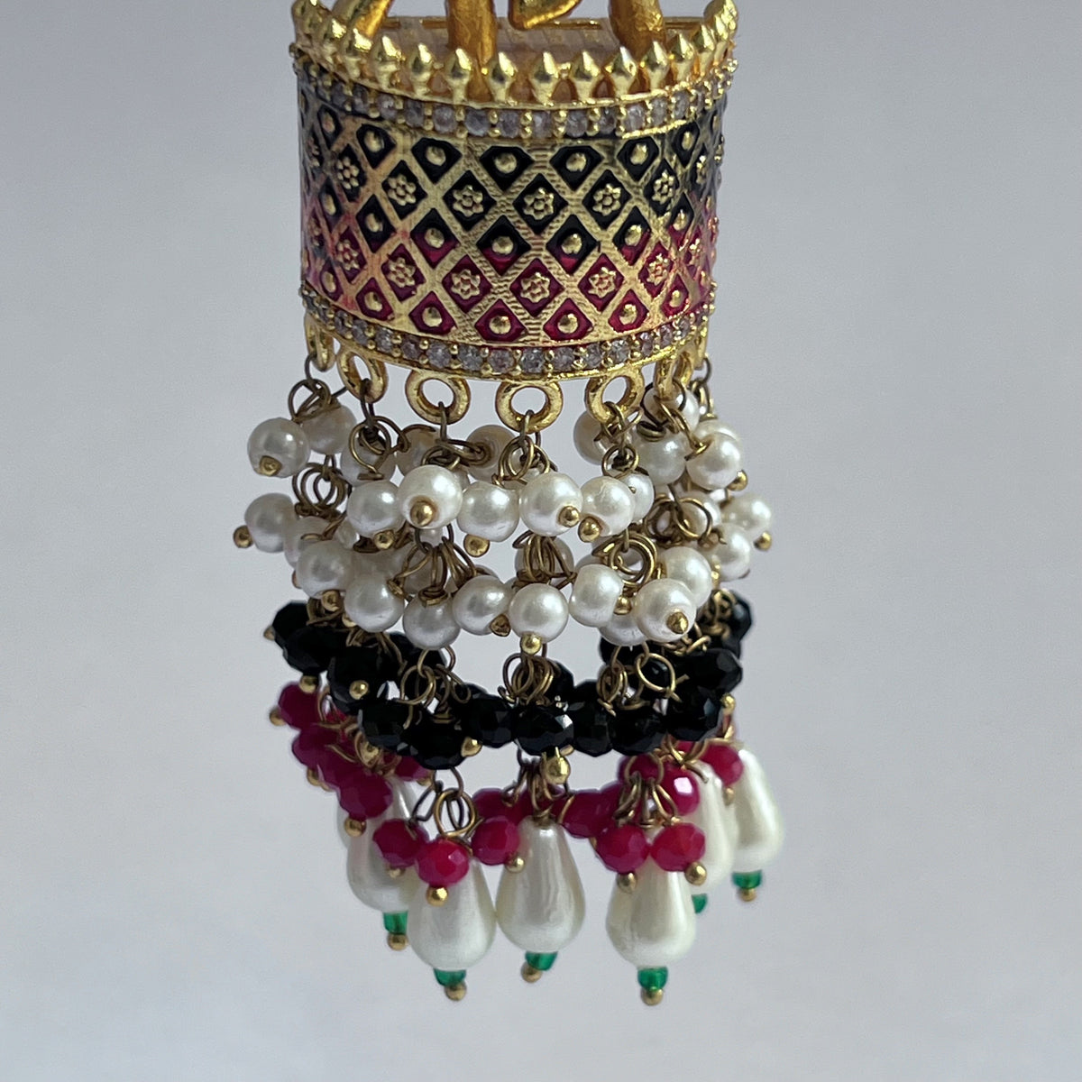 OLIFANT POLKI STUDDED GRACEFUL JHUMKAS-HAND PAINTED-ER98