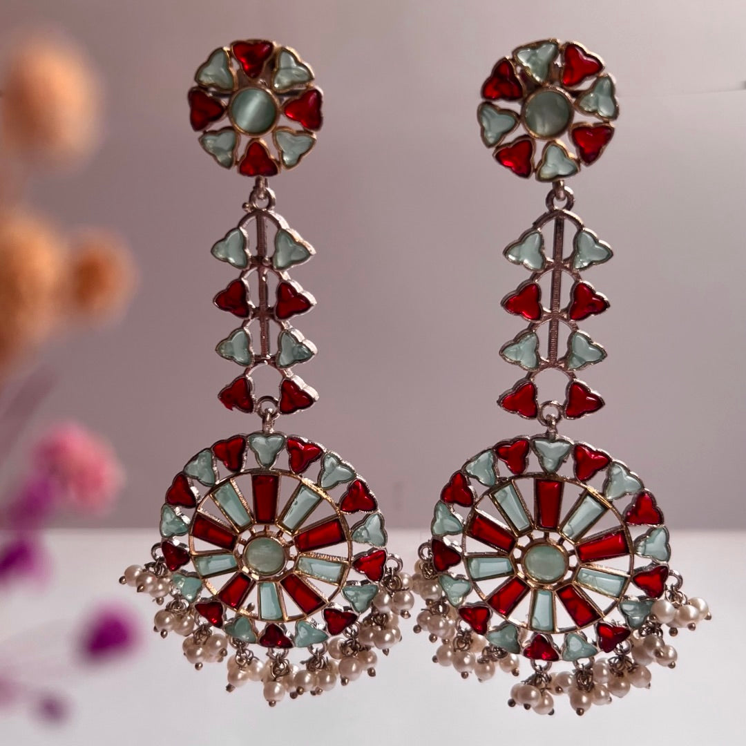 SHAHANA SILVER LOOK ALIKE RAW AND RUSTIC ANTIQUE SEMI HANDMADE EARRINGS ER636