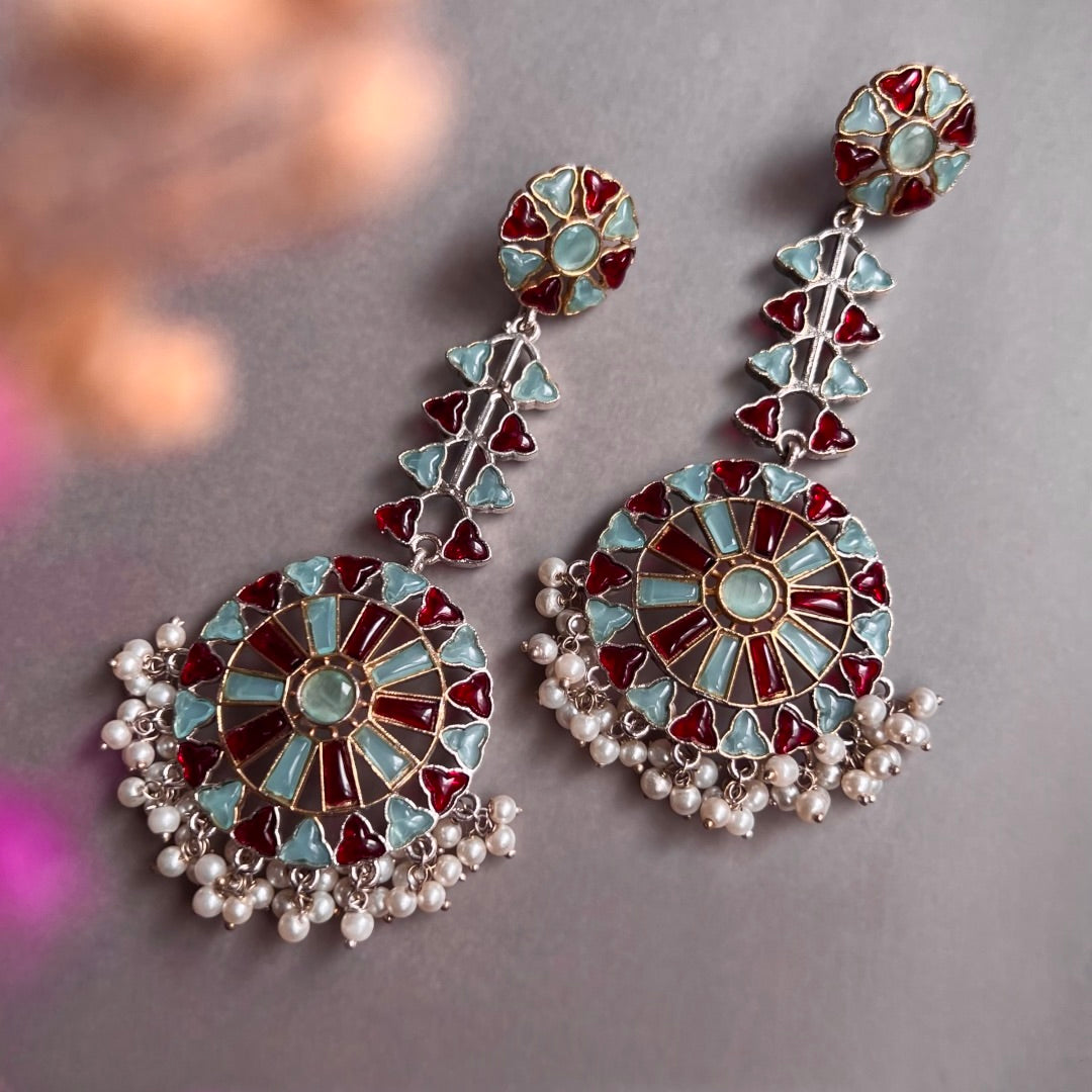 SHAHANA SILVER LOOK ALIKE RAW AND RUSTIC ANTIQUE SEMI HANDMADE EARRINGS ER636