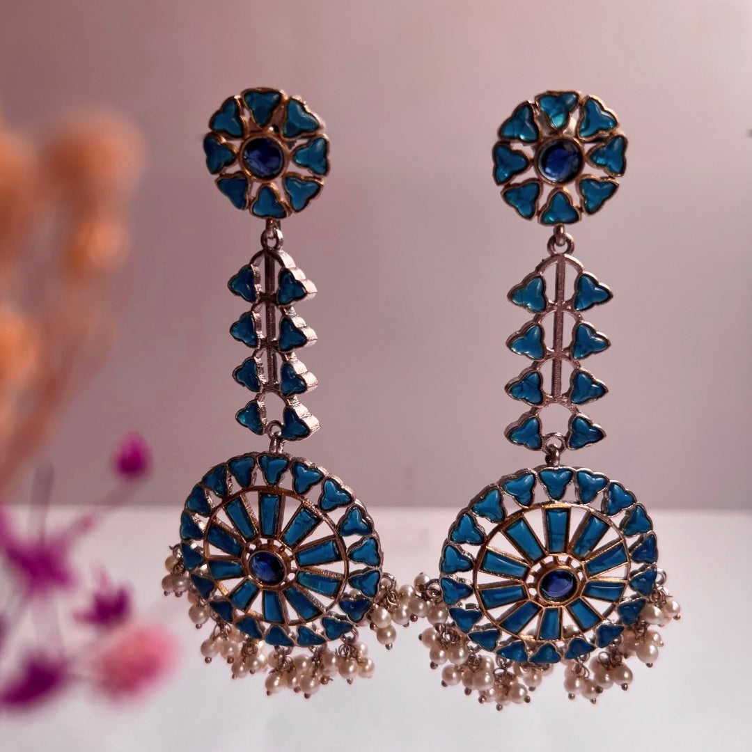 SHAHANA SILVER LOOK ALIKE RAW AND RUSTIC ANTIQUE SEMI HANDMADE EARRINGS ER636