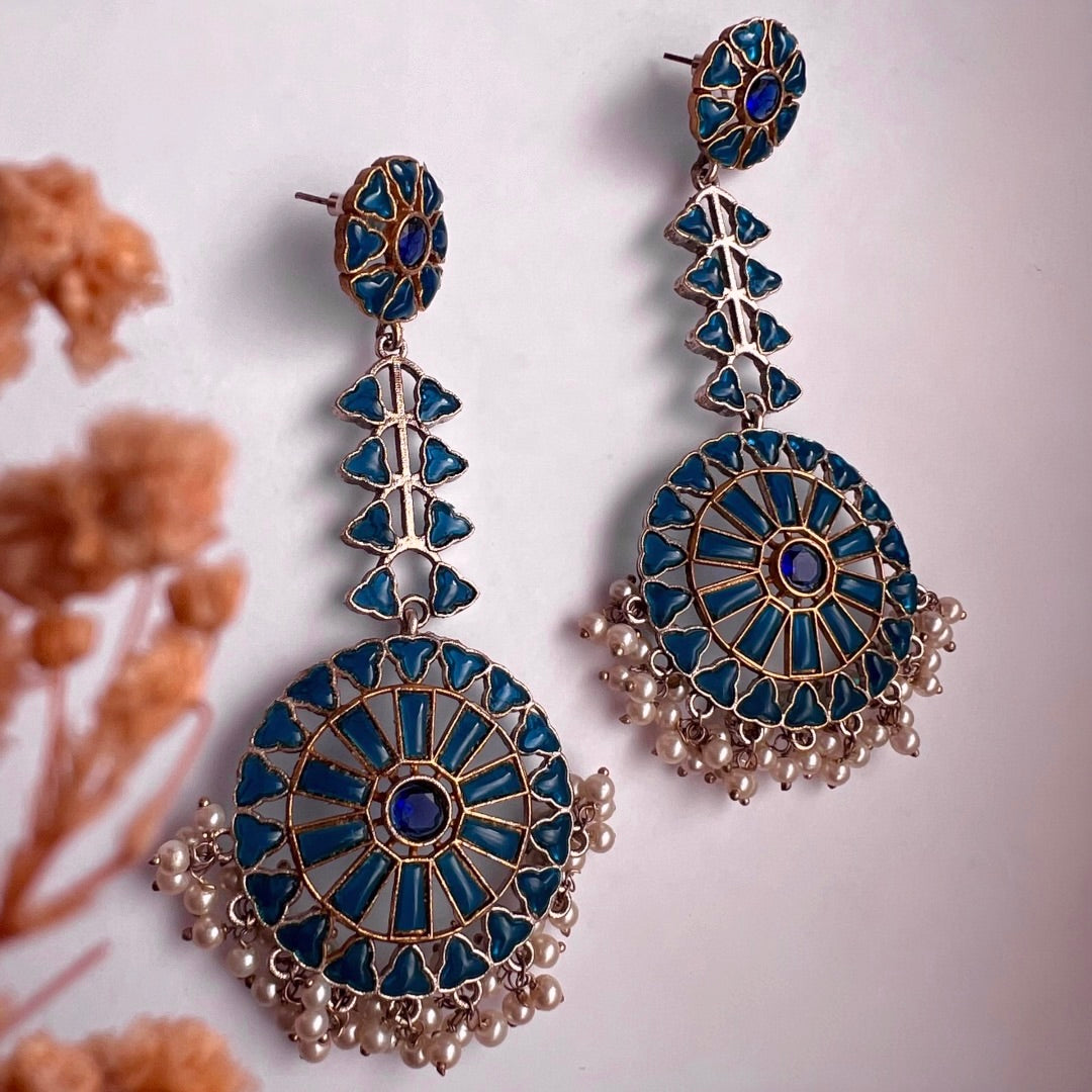 SHAHANA SILVER LOOK ALIKE RAW AND RUSTIC ANTIQUE SEMI HANDMADE EARRINGS ER636