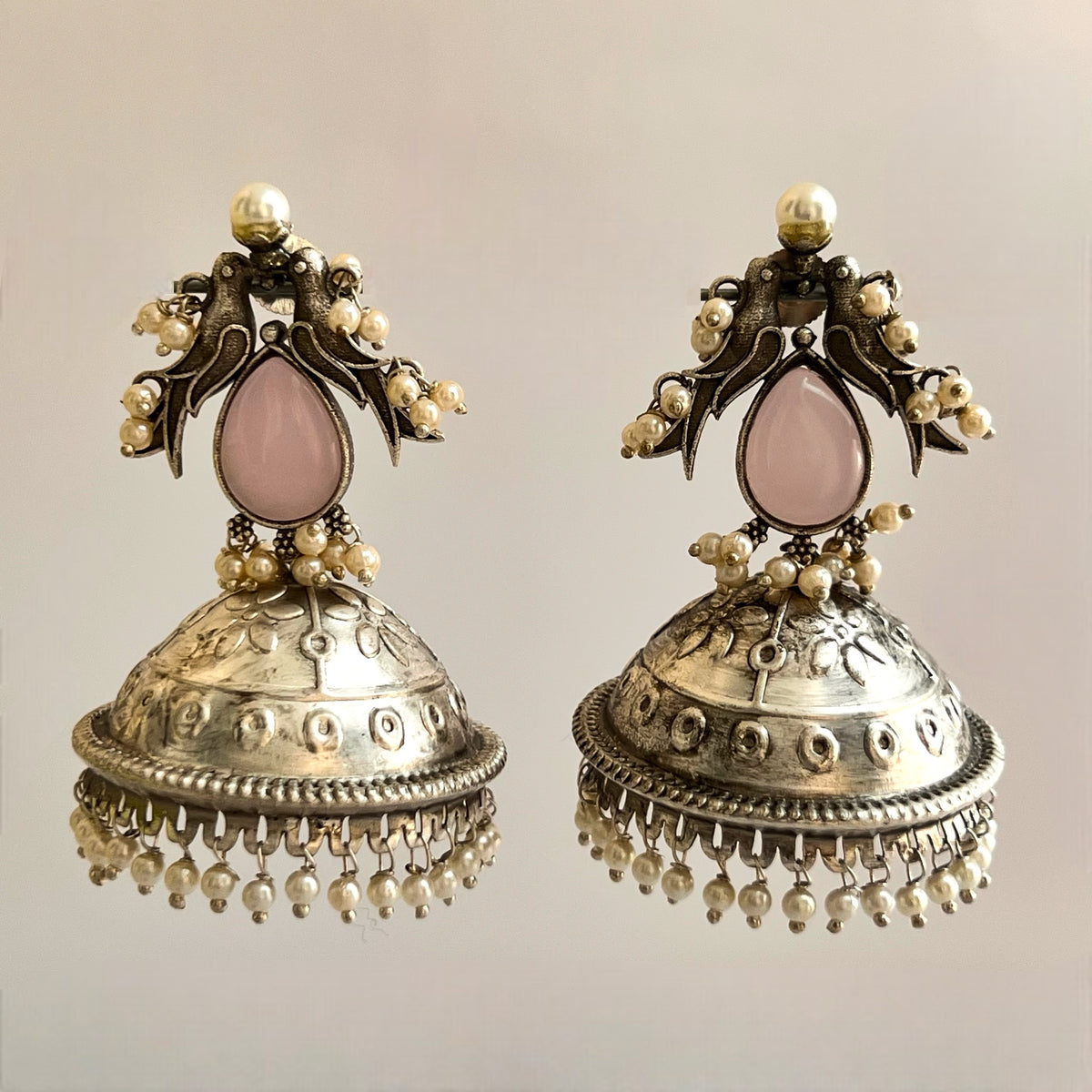 RIO SILVER LOOK ALIKE  HANDMADE JHUMKA ER527