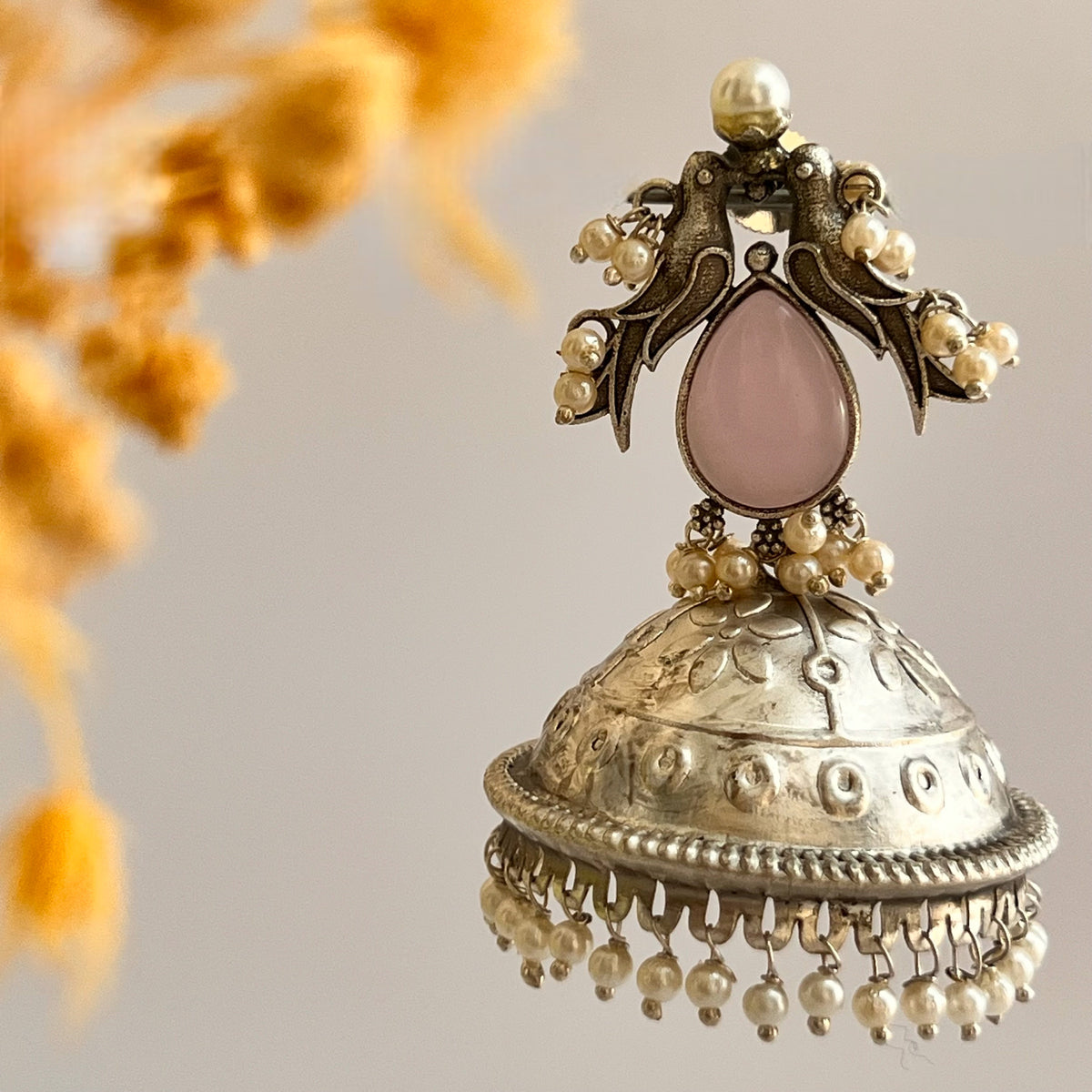 RIO SILVER LOOK ALIKE  HANDMADE JHUMKA ER527