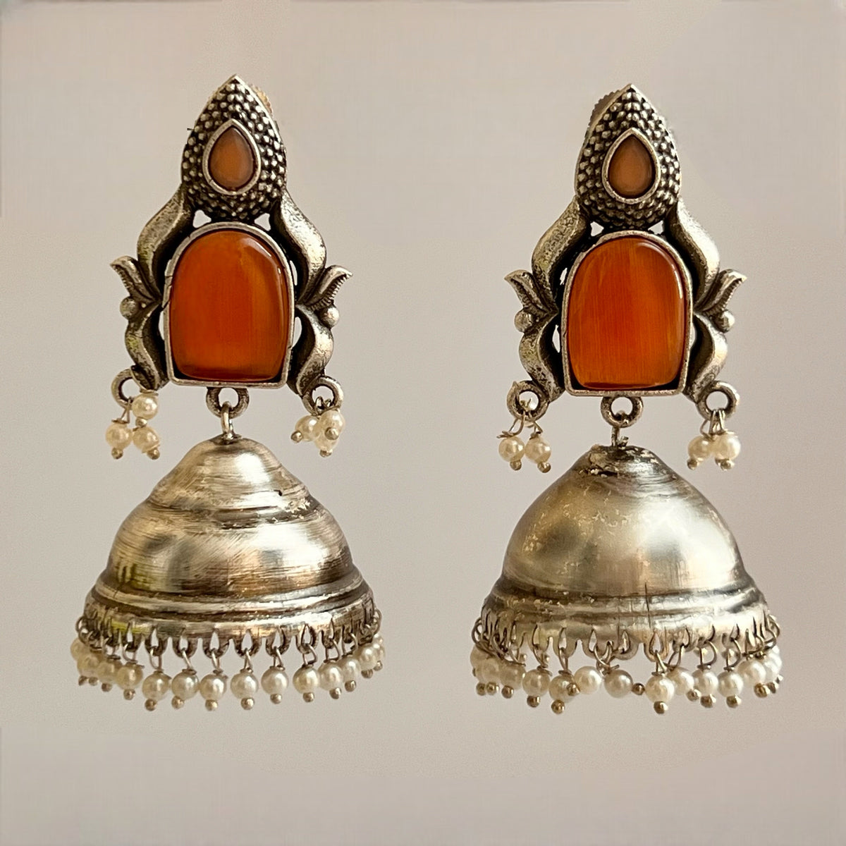 ATLAS SILVER LOOK ALIKE  HANDMADE JHUMKA ER528