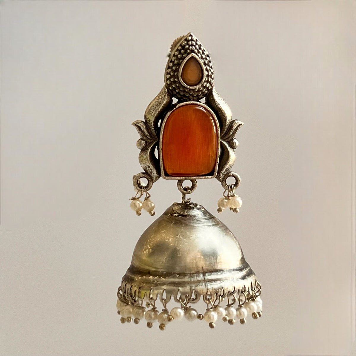 ATLAS SILVER LOOK ALIKE  HANDMADE JHUMKA ER528