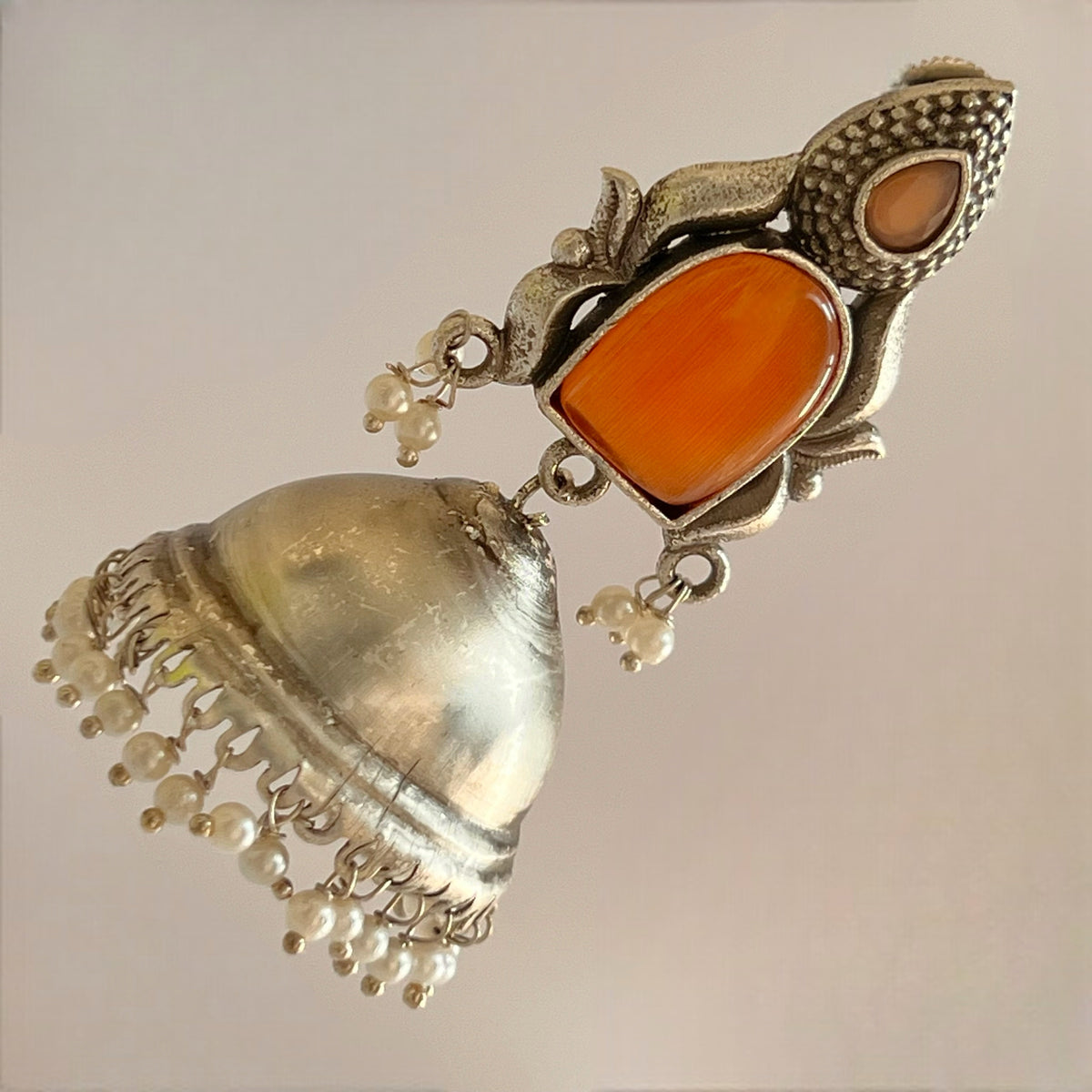ATLAS SILVER LOOK ALIKE  HANDMADE JHUMKA ER528