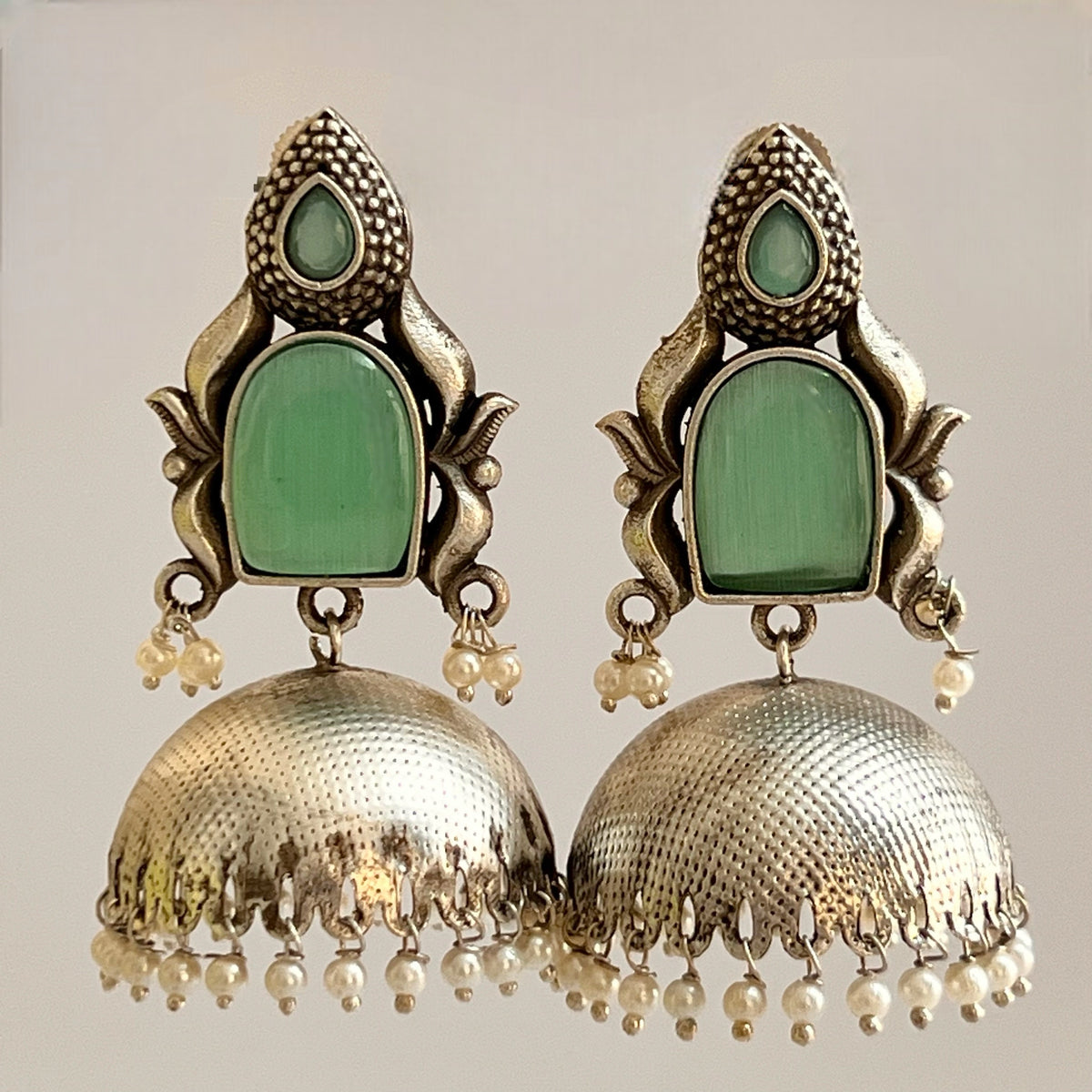 ATLAS SILVER LOOK ALIKE  HANDMADE JHUMKA ER528