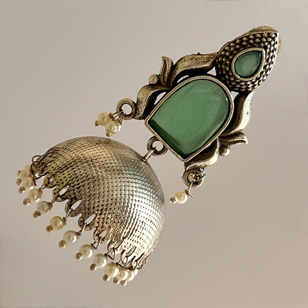 ATLAS SILVER LOOK ALIKE  HANDMADE JHUMKA ER528