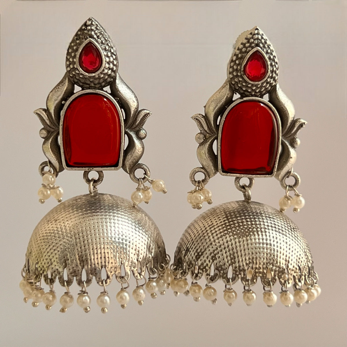 ATLAS SILVER LOOK ALIKE  HANDMADE JHUMKA ER528