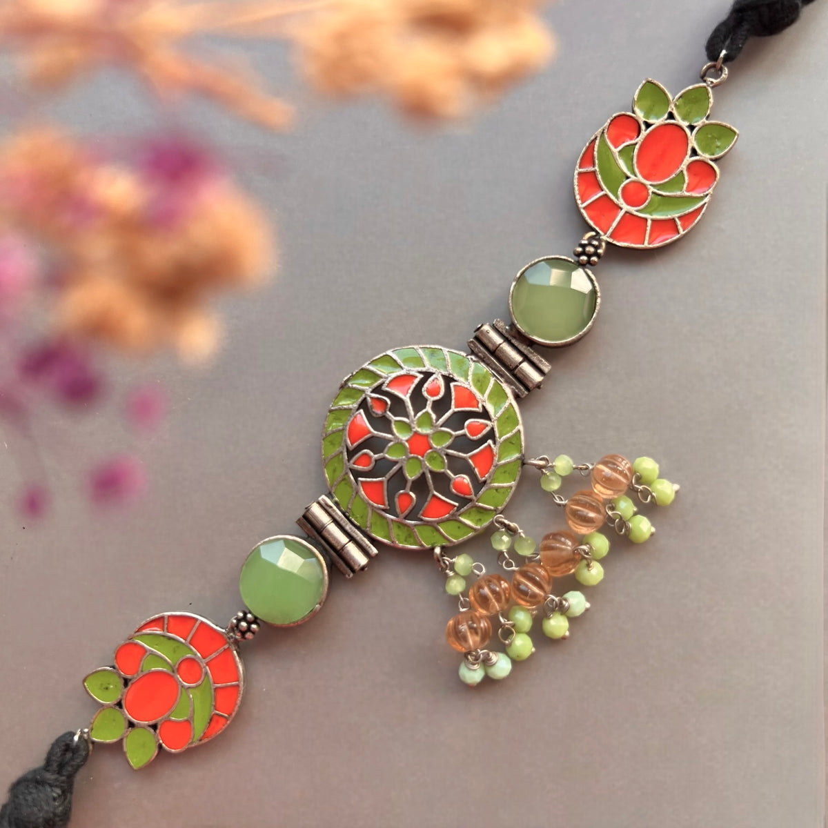 MINI SILVER LOOK ALIKE AND RUSTIC FINISH CHOKER WITH EARRINGS CH492