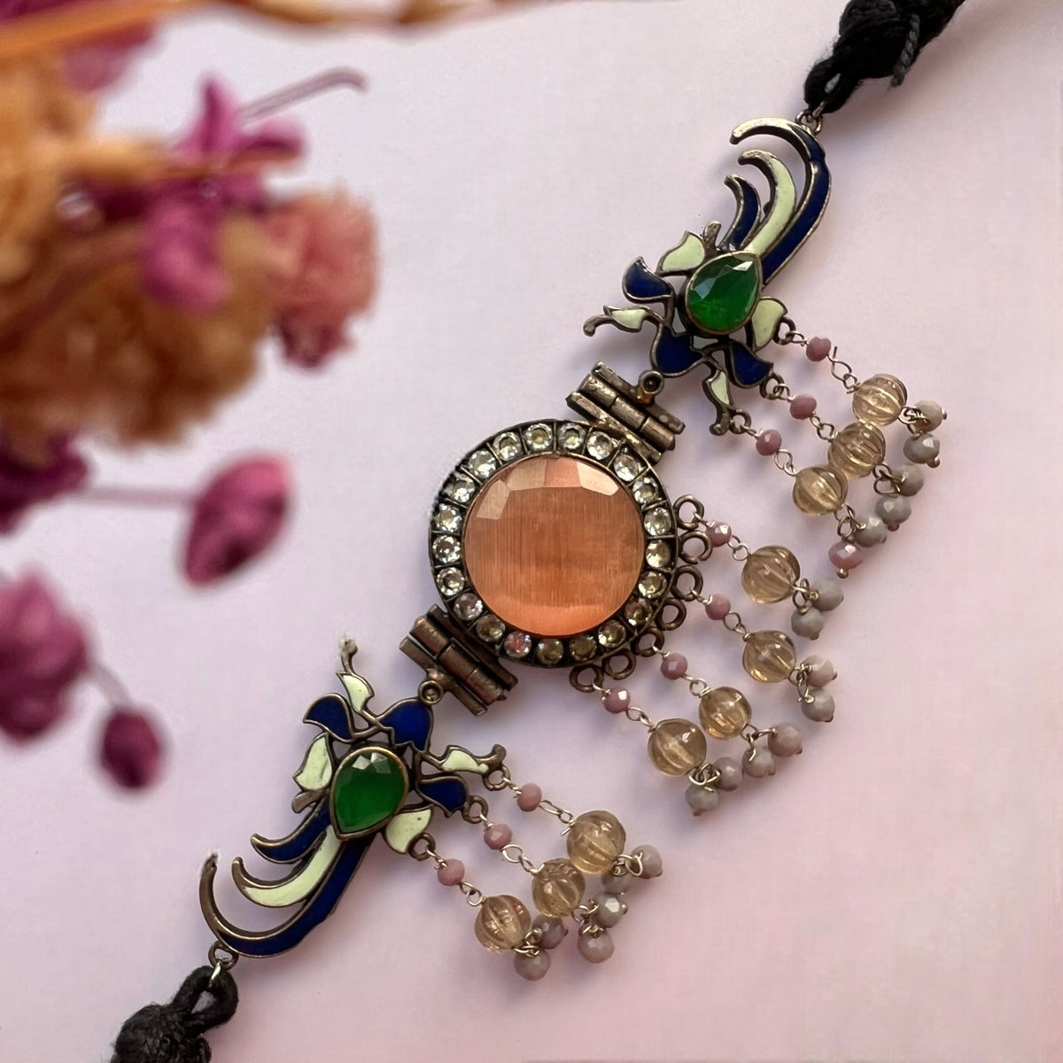 MIRA FAUX SILVER SEMI HANDMADE RUSTIC FINISH CHOKER CH490