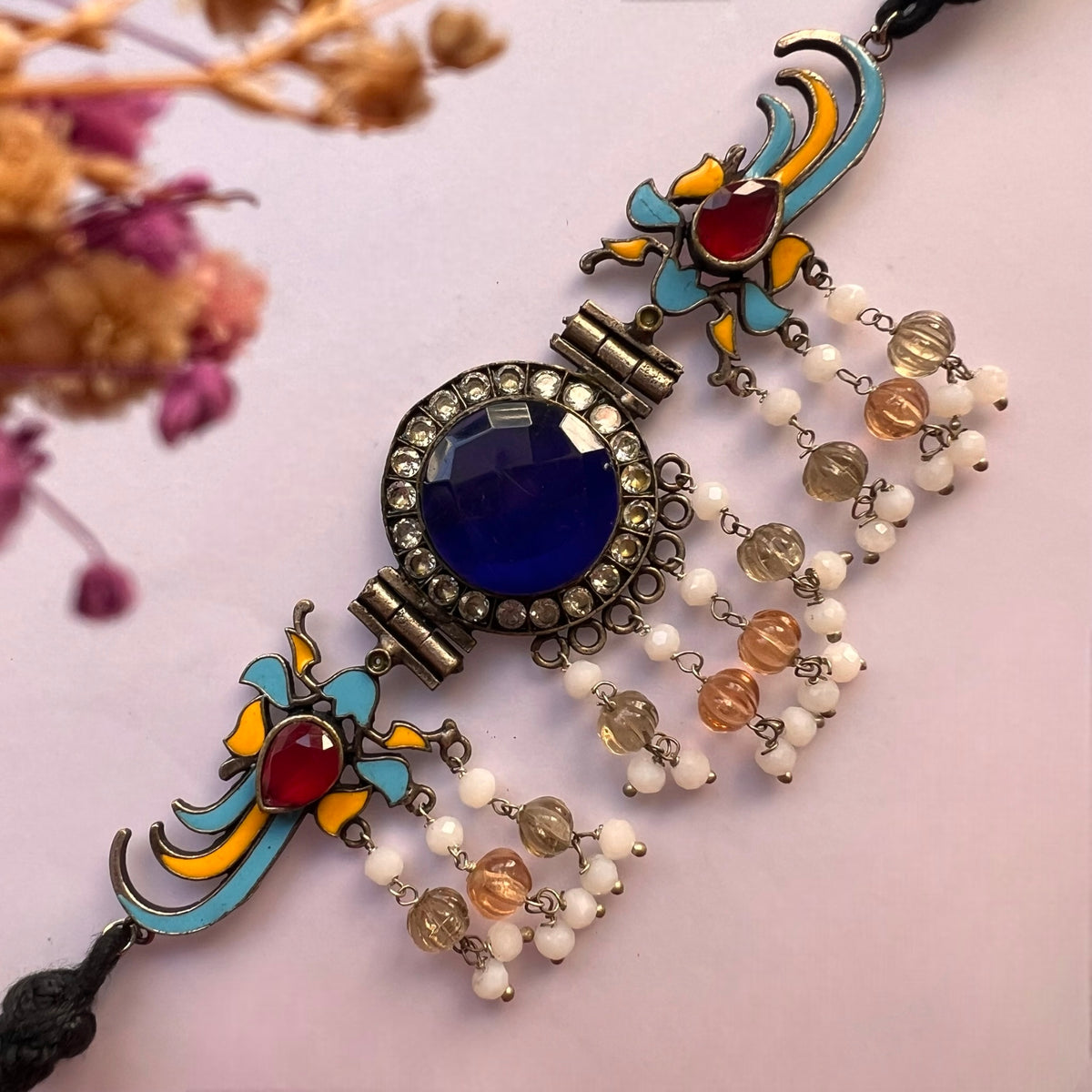 MIRA FAUX SILVER SEMI HANDMADE RUSTIC FINISH CHOKER CH490