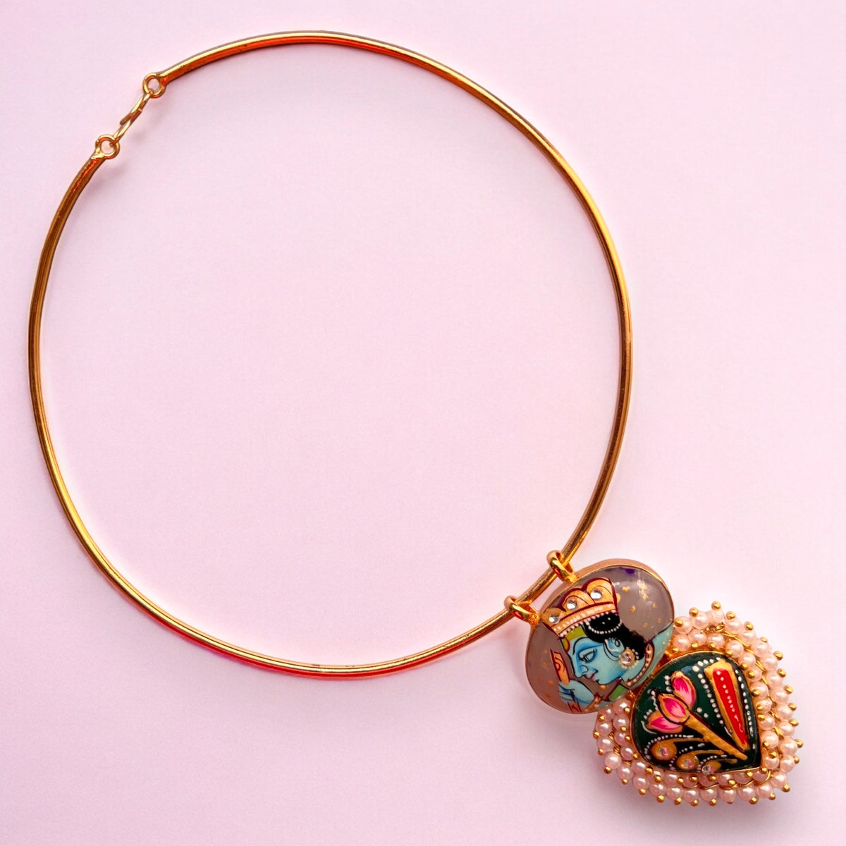 RIDHI HANDMADE HAND PAINTED RUSTIC FINISH HASLI NECKLACE CH489