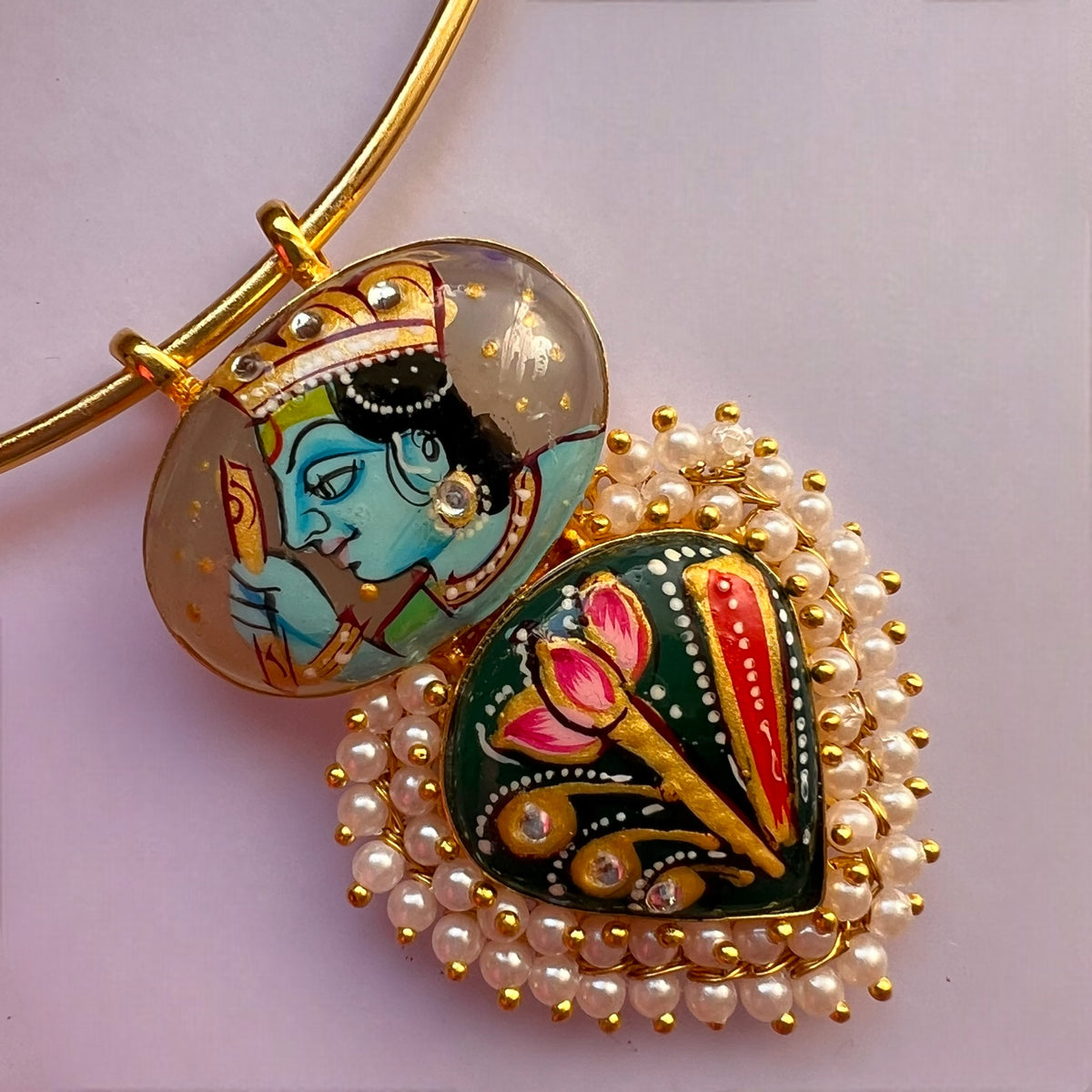 RIDHI HANDMADE HAND PAINTED RUSTIC FINISH HASLI NECKLACE CH489